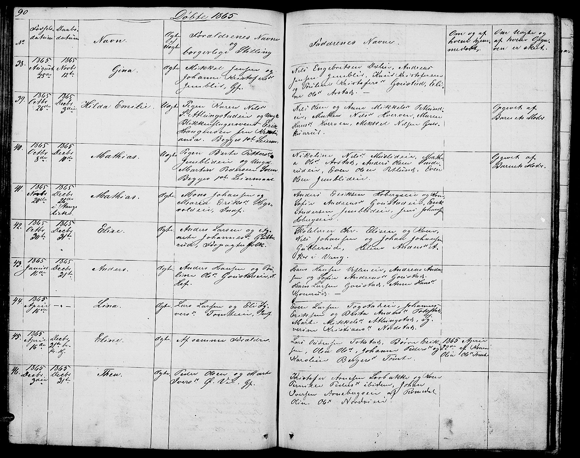 Stange prestekontor, AV/SAH-PREST-002/L/L0002: Parish register (copy) no. 2, 1838-1879, p. 90