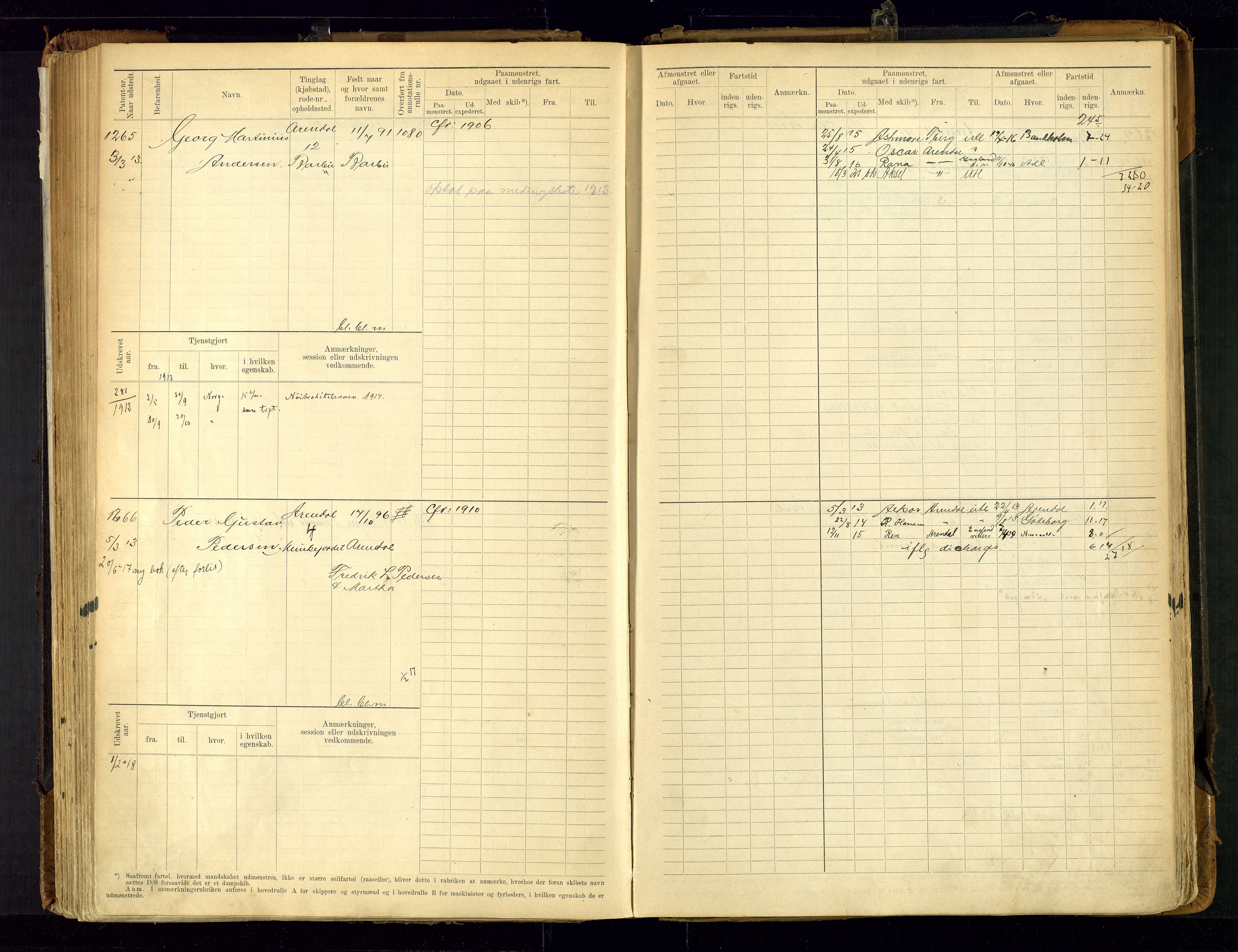 Arendal mønstringskrets, SAK/2031-0012/F/Fb/L0021: Hovedrulle A nr 969-1465, S-19, 1910-1914, p. 153