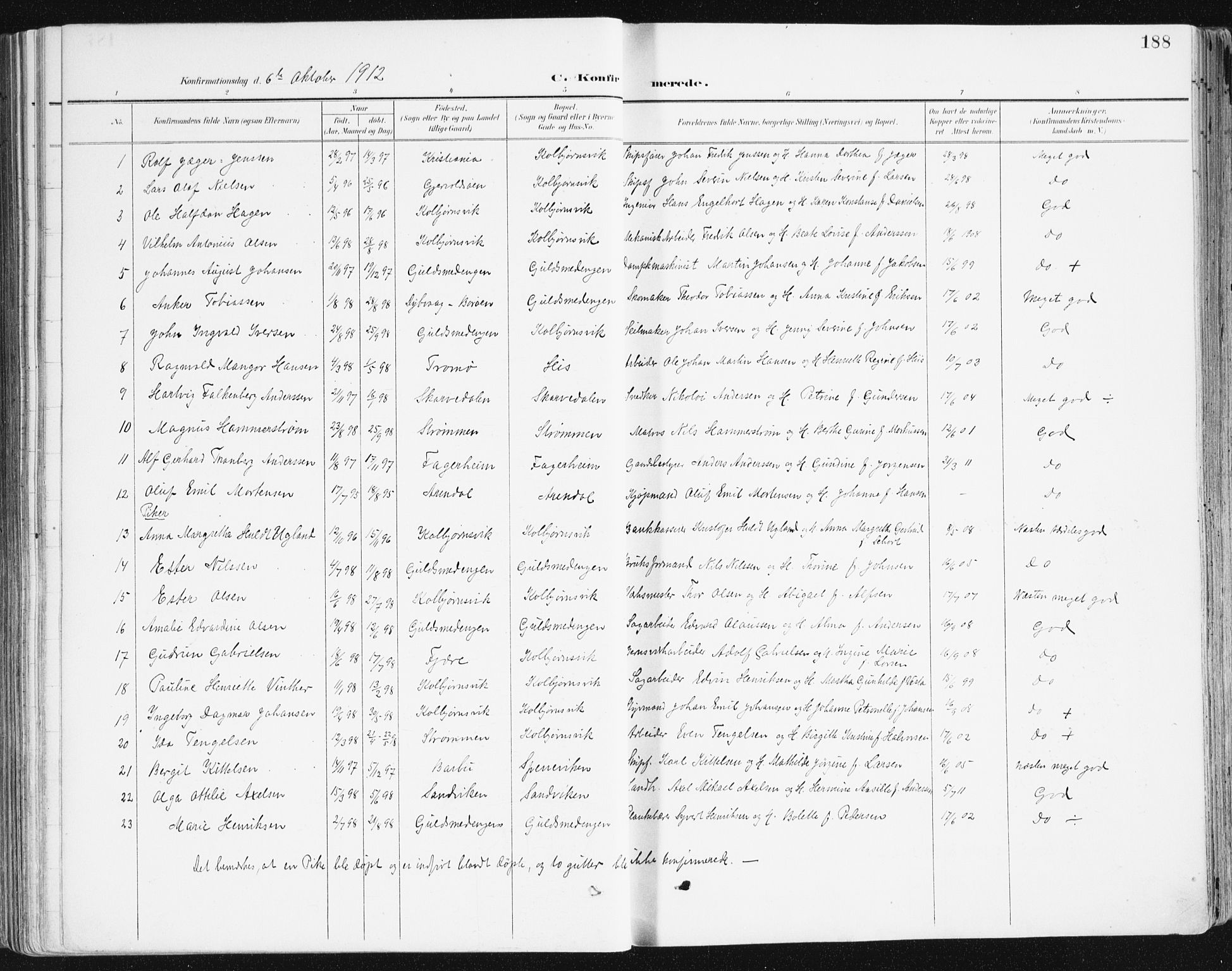 Hisøy sokneprestkontor, SAK/1111-0020/F/Fa/L0004: Parish register (official) no. A 4, 1895-1917, p. 188
