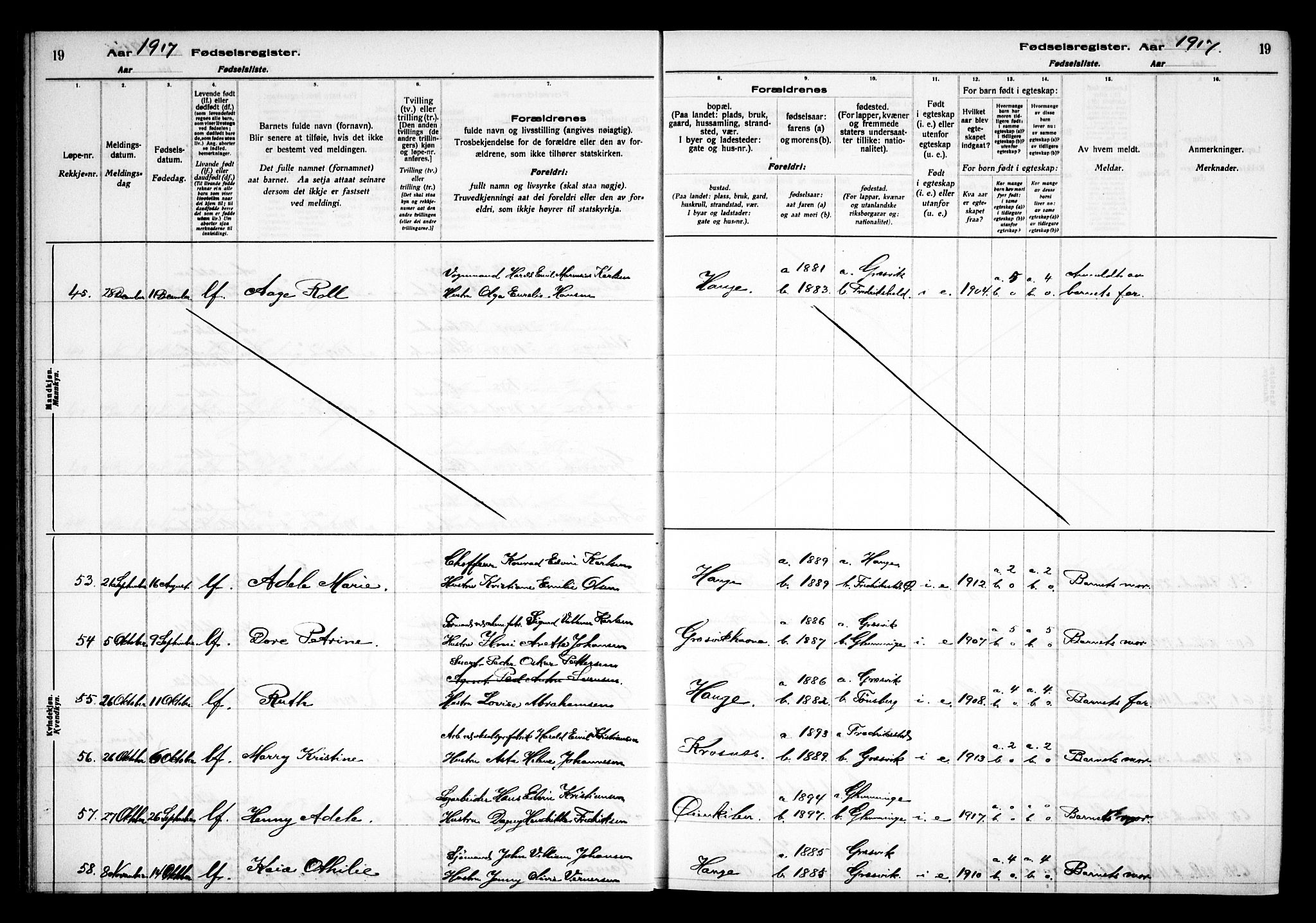 Onsøy prestekontor Kirkebøker, AV/SAO-A-10914/J/Jb/L0001: Birth register no. II 1, 1916-1938, p. 19