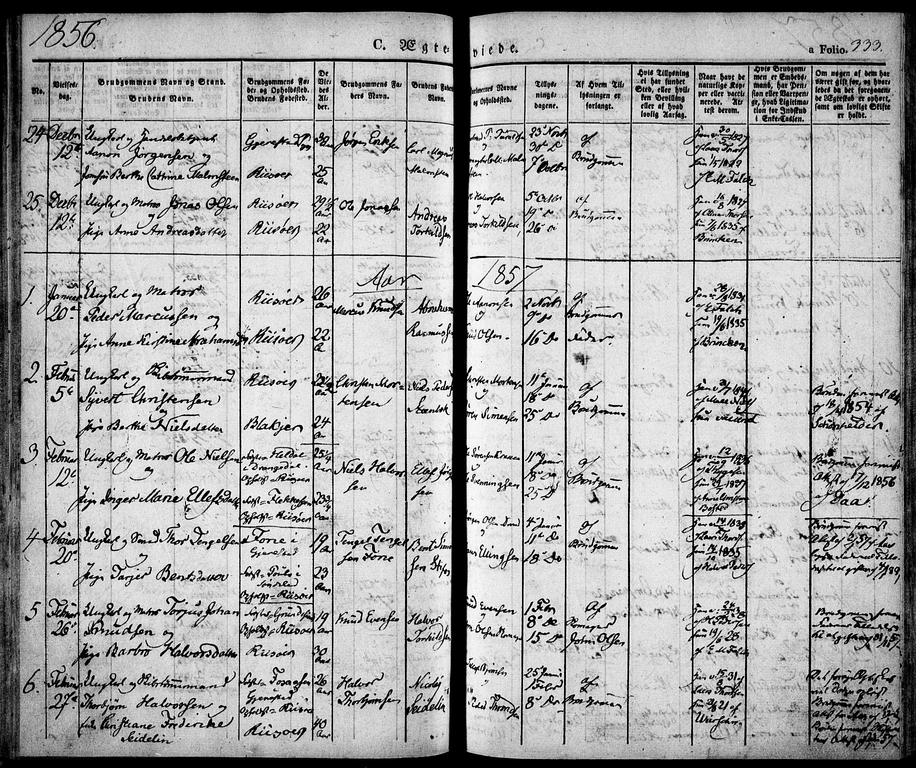 Risør sokneprestkontor, AV/SAK-1111-0035/F/Fa/L0003: Parish register (official) no. A 3, 1838-1864, p. 333