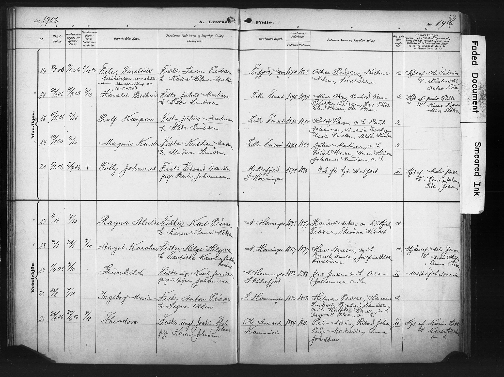 Måsøy sokneprestkontor, SATØ/S-1348/H/Ha/L0008kirke: Parish register (official) no. 8, 1900-1910, p. 42