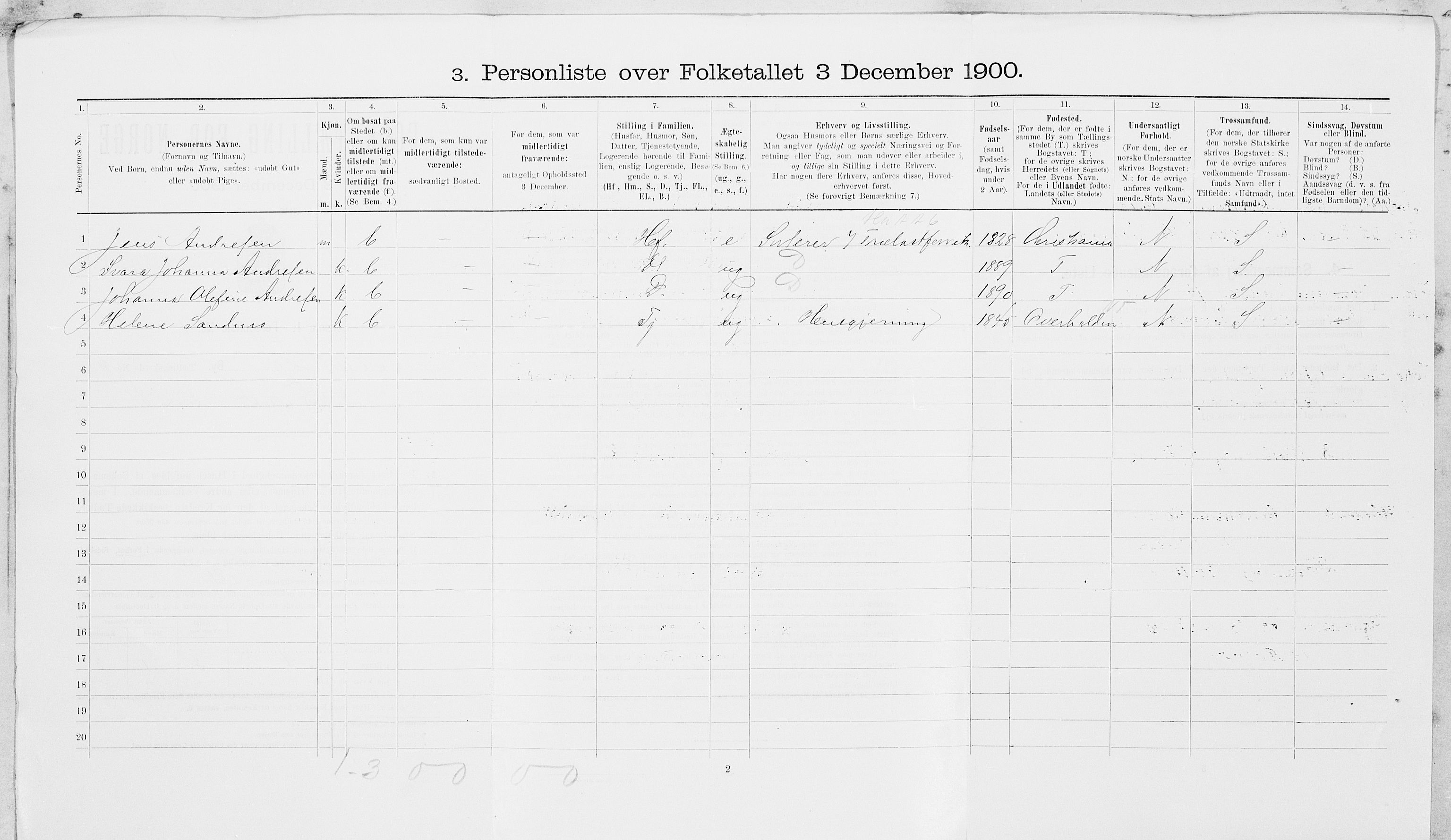 SAT, 1900 census for Namsos, 1900, p. 914