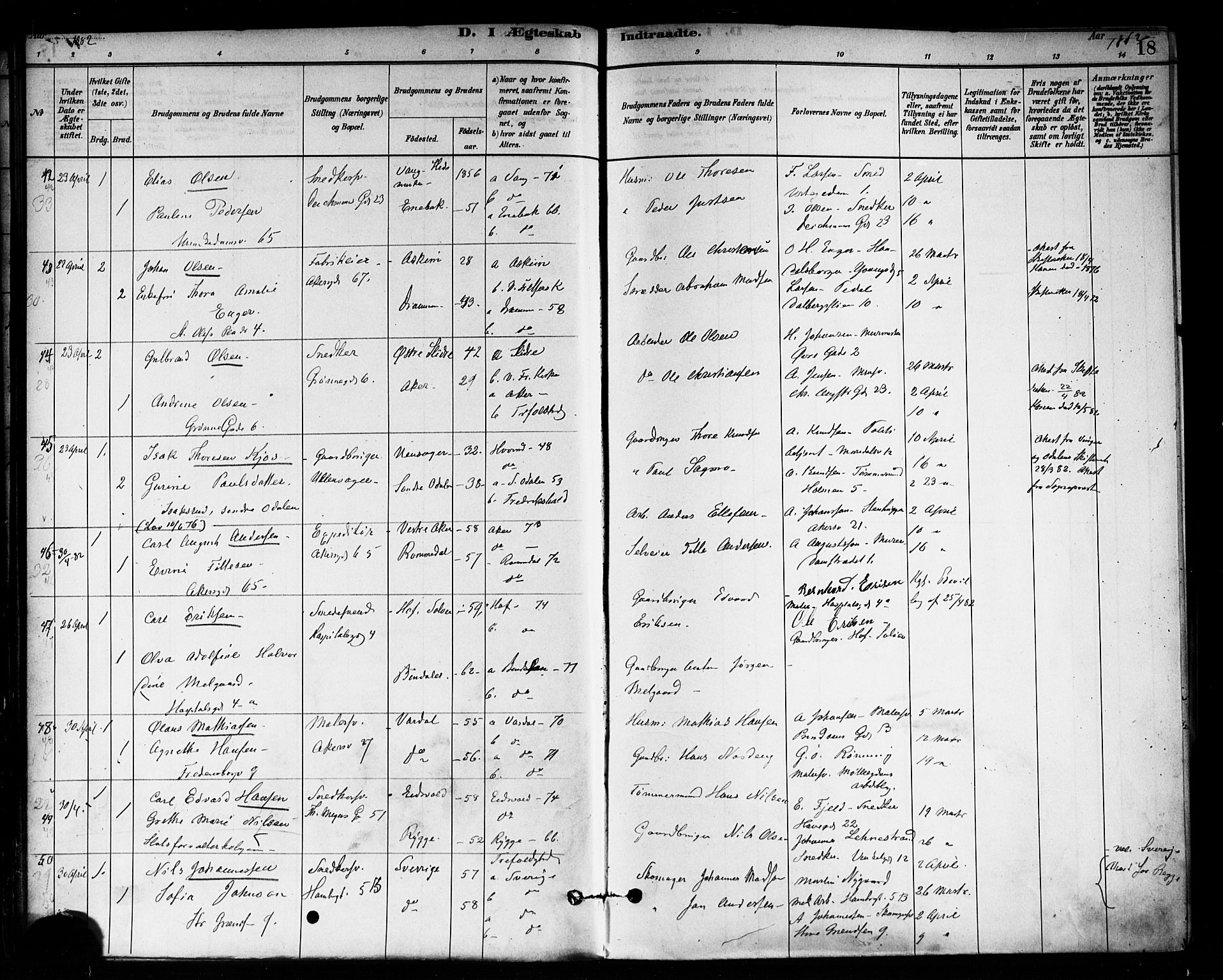 Trefoldighet prestekontor Kirkebøker, SAO/A-10882/F/Fc/L0003: Parish register (official) no. III 3, 1881-1891, p. 18