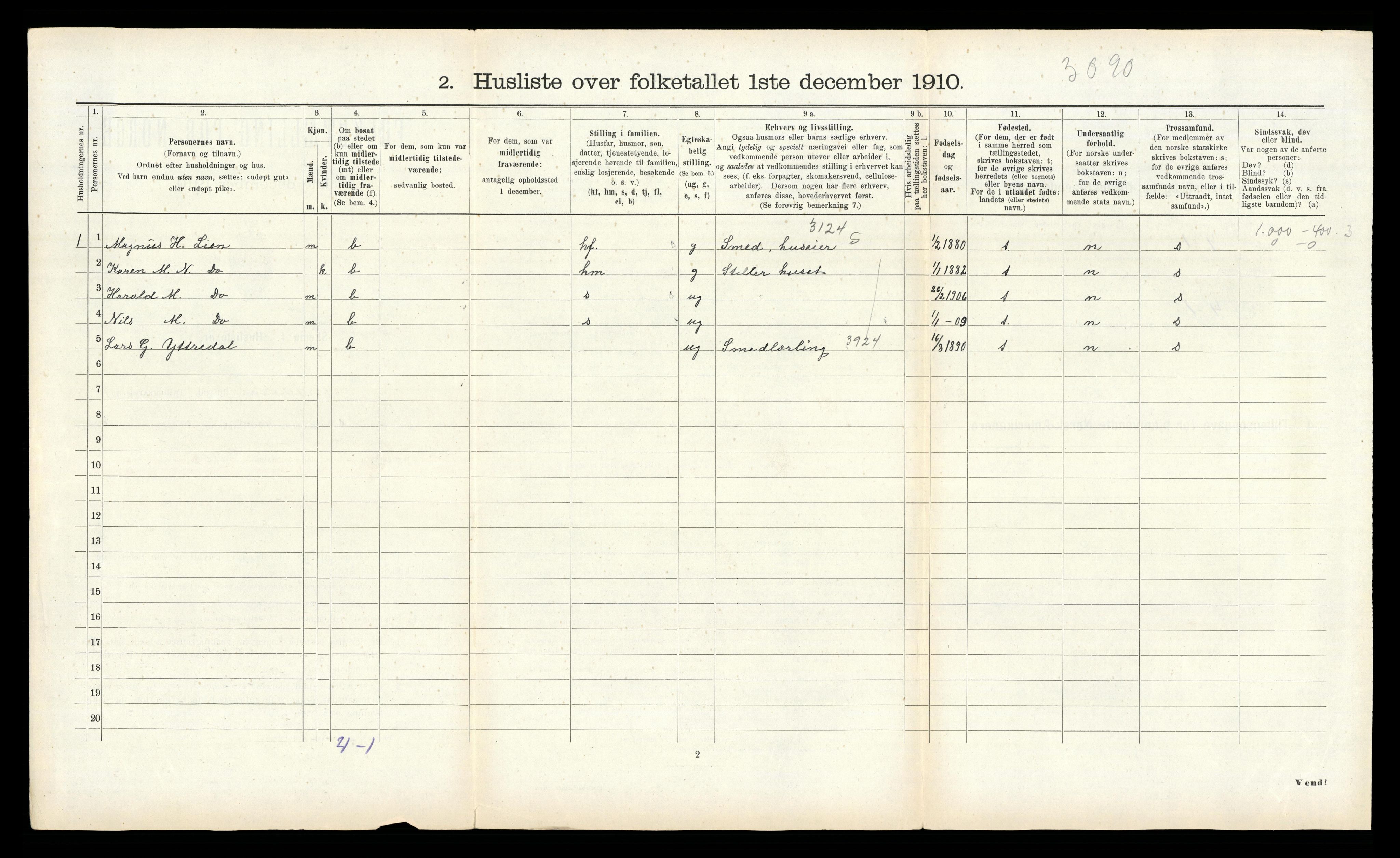 RA, 1910 census for Norddal, 1910, p. 562