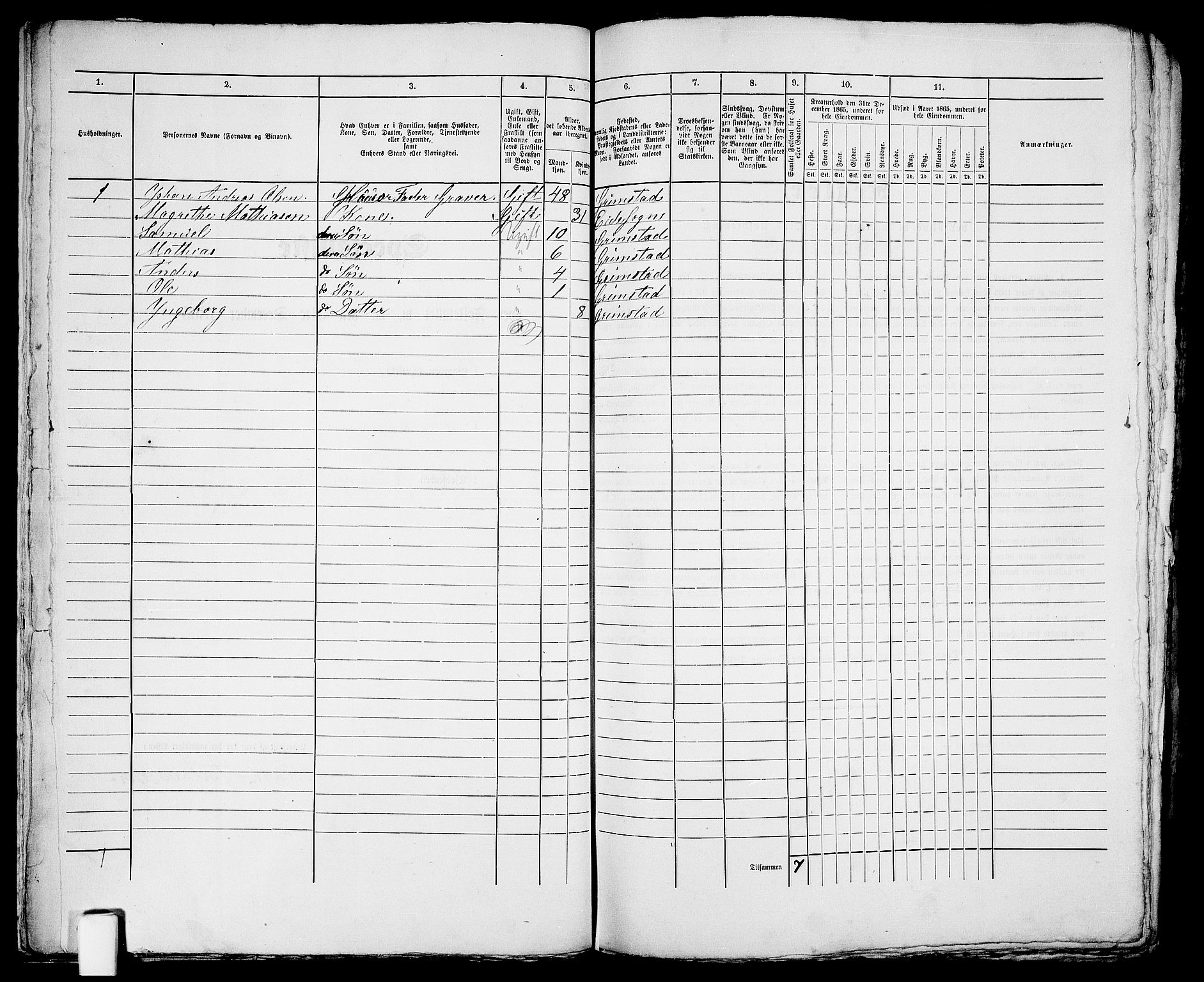 RA, 1865 census for Fjære/Grimstad, 1865, p. 49