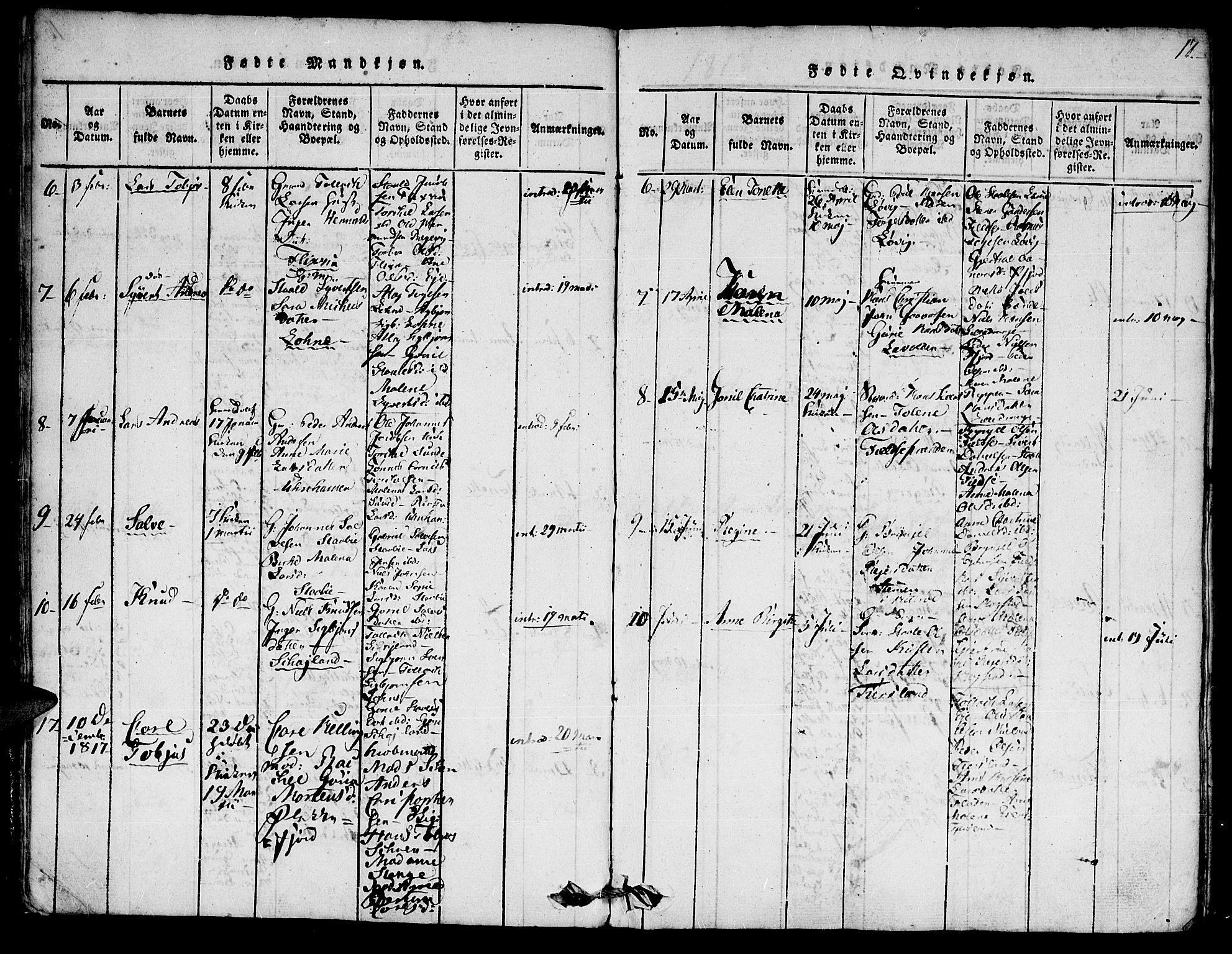 Flekkefjord sokneprestkontor, AV/SAK-1111-0012/F/Fa/Fac/L0002: Parish register (official) no. A 2, 1815-1826, p. 17