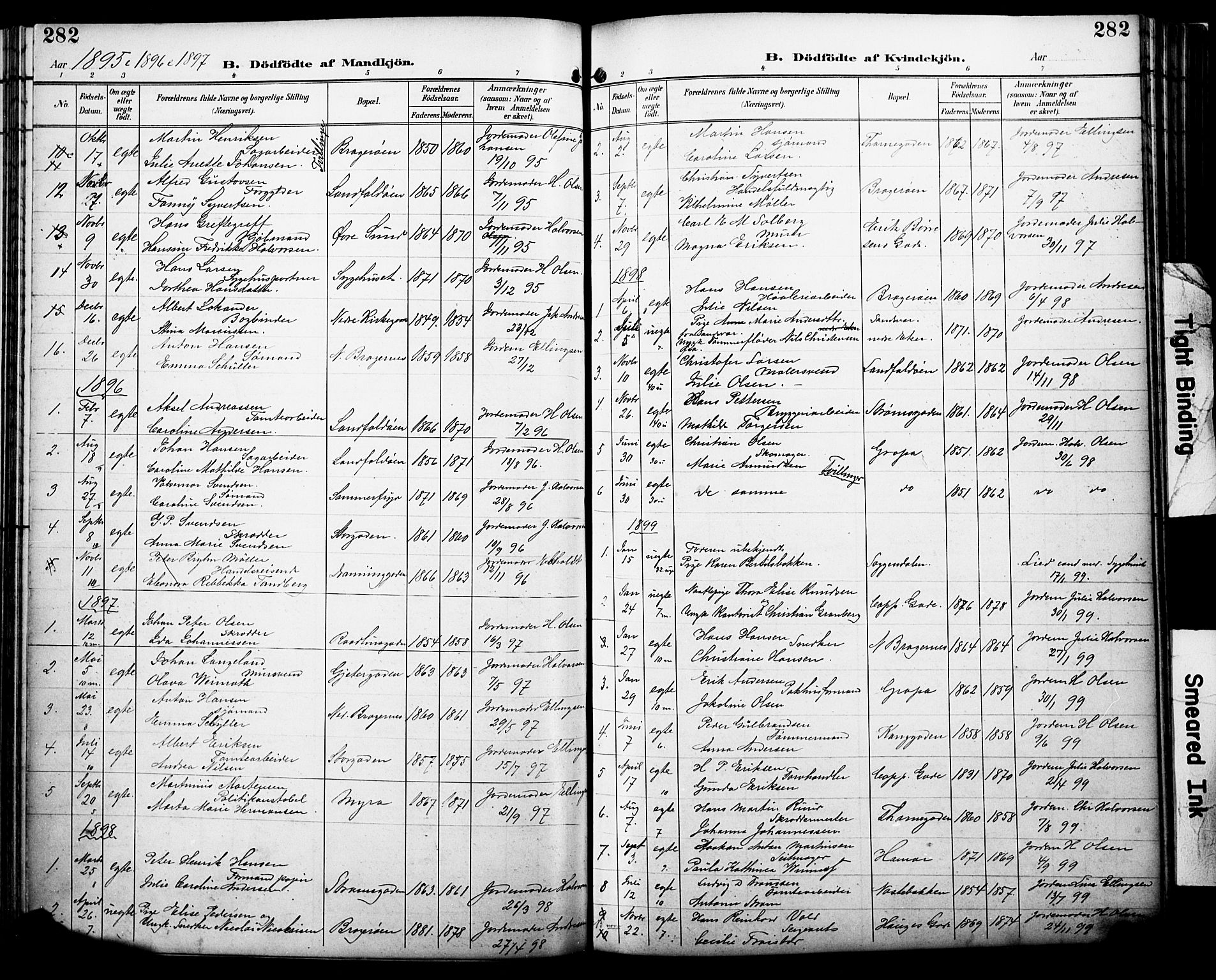 Bragernes kirkebøker, SAKO/A-6/F/Fb/L0008: Parish register (official) no. II 8, 1894-1902, p. 282