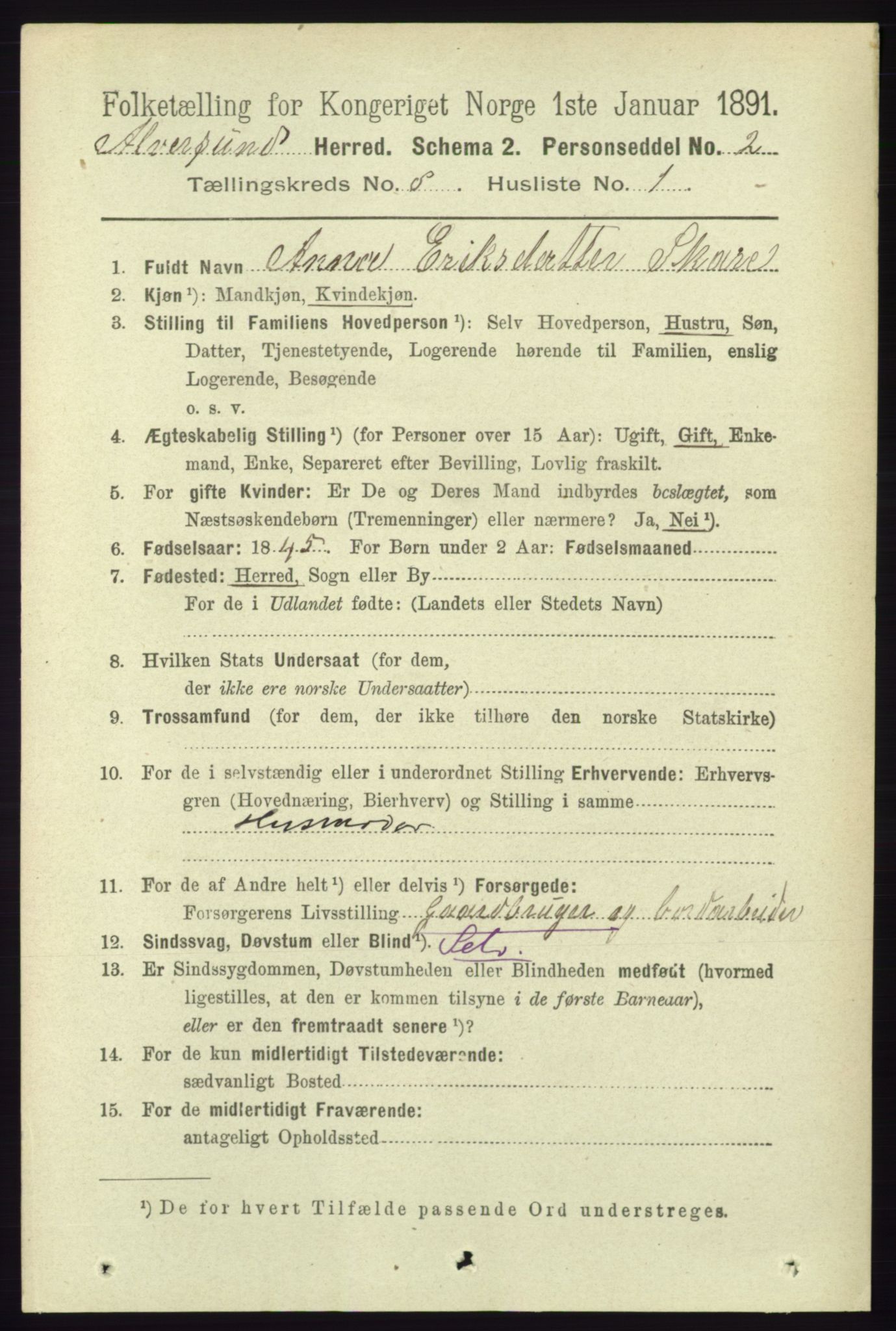 RA, 1891 census for 1257 Alversund, 1891, p. 2770