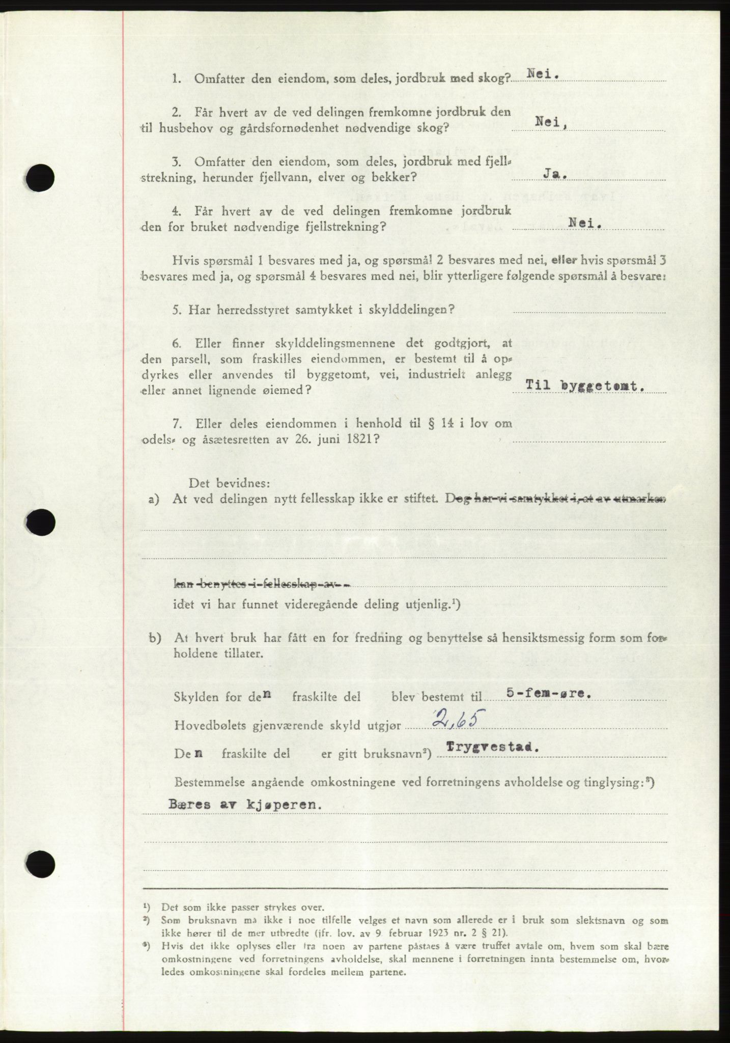 Søre Sunnmøre sorenskriveri, AV/SAT-A-4122/1/2/2C/L0078: Mortgage book no. 4A, 1946-1946, Diary no: : 654/1946