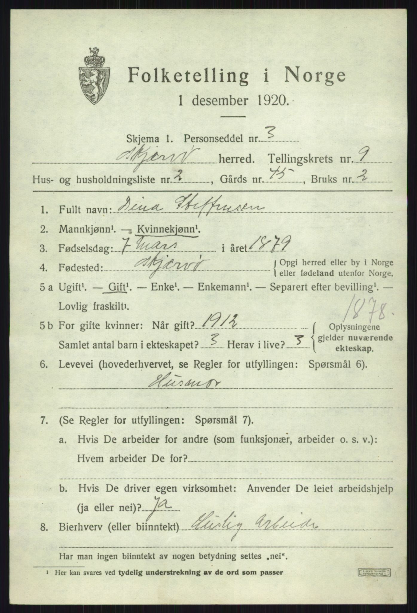 SATØ, 1920 census for Skjervøy, 1920, p. 5127