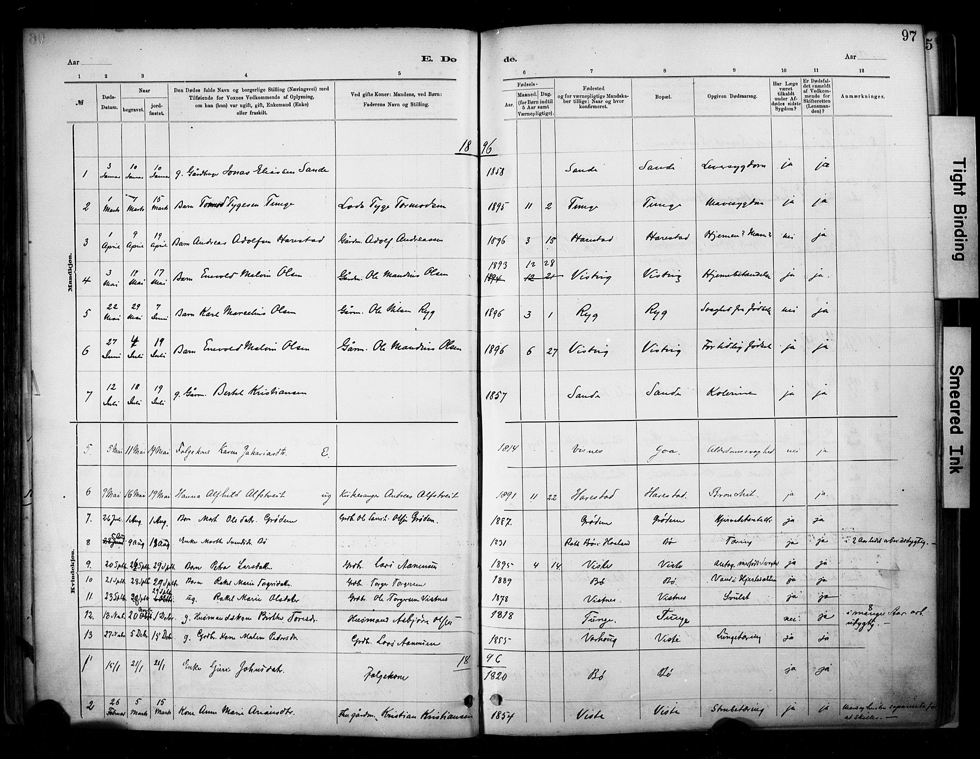 Hetland sokneprestkontor, SAST/A-101826/30/30BA/L0009: Parish register (official) no. A 9, 1882-1918, p. 97