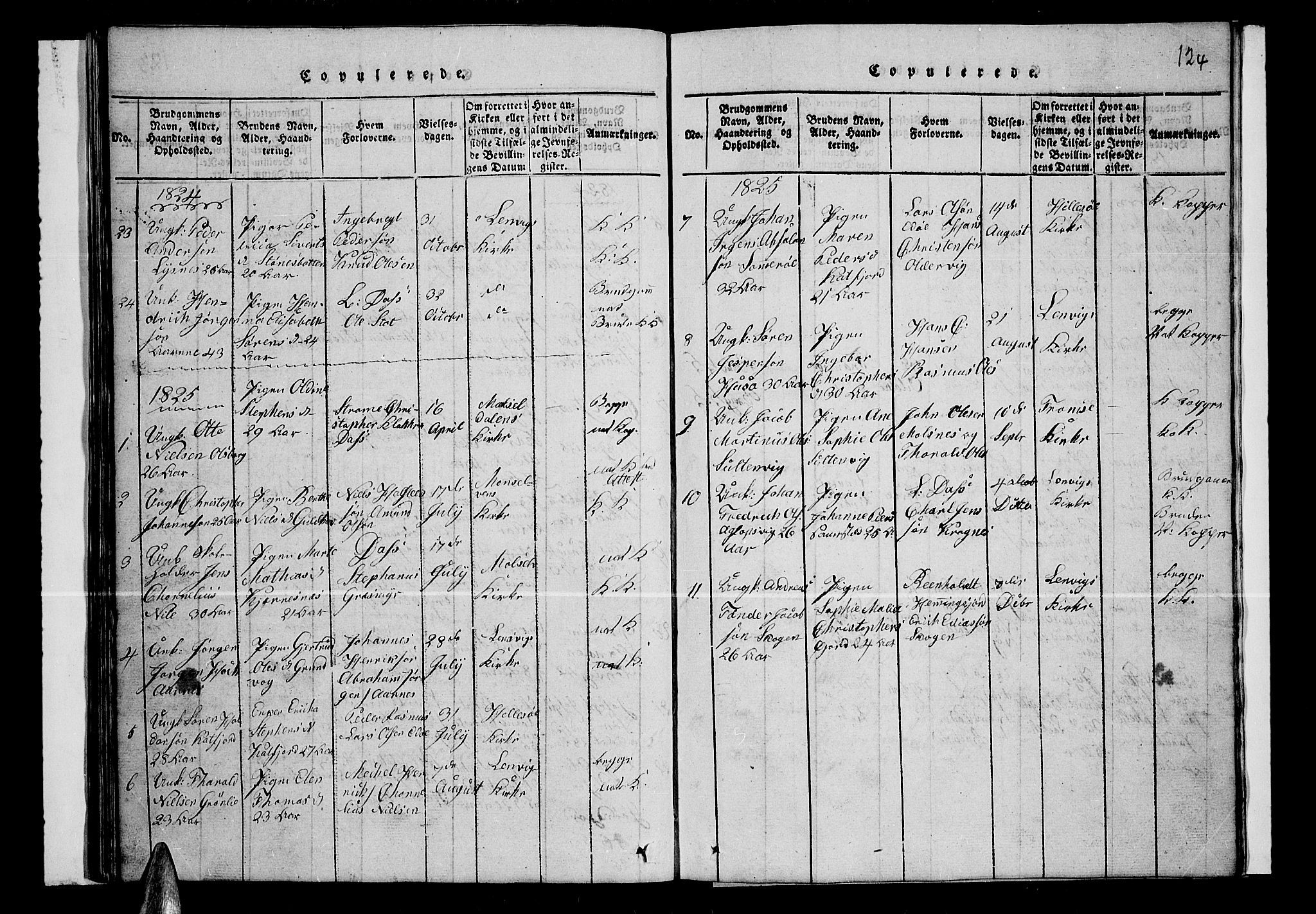 Lenvik sokneprestembete, AV/SATØ-S-1310/H/Ha/Hab/L0001klokker: Parish register (copy) no. 1, 1822-1837, p. 124