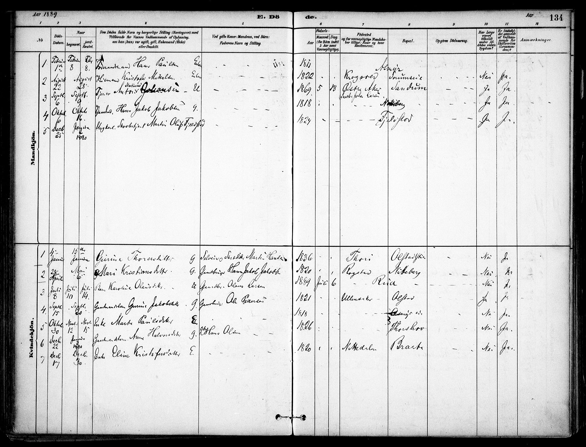 Gjerdrum prestekontor Kirkebøker, SAO/A-10412b/F/Fa/L0009: Parish register (official) no. I 9, 1881-1916, p. 134