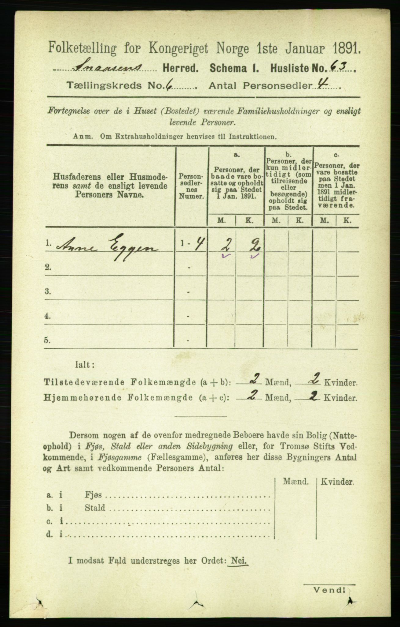 RA, 1891 census for 1736 Snåsa, 1891, p. 1880