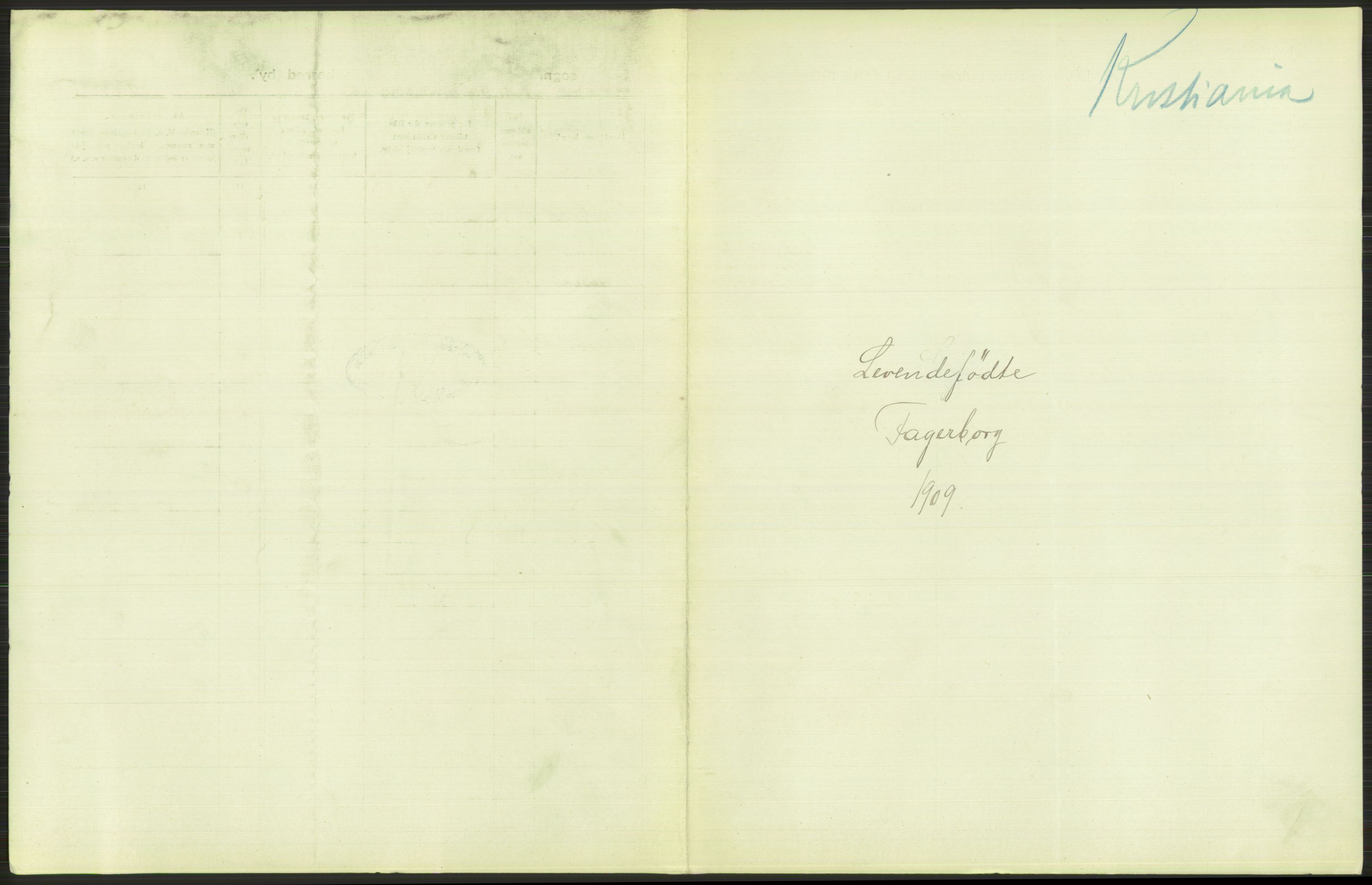 Statistisk sentralbyrå, Sosiodemografiske emner, Befolkning, AV/RA-S-2228/D/Df/Dfa/Dfag/L0007: Kristiania: Levendefødte menn og kvinner., 1909, p. 429