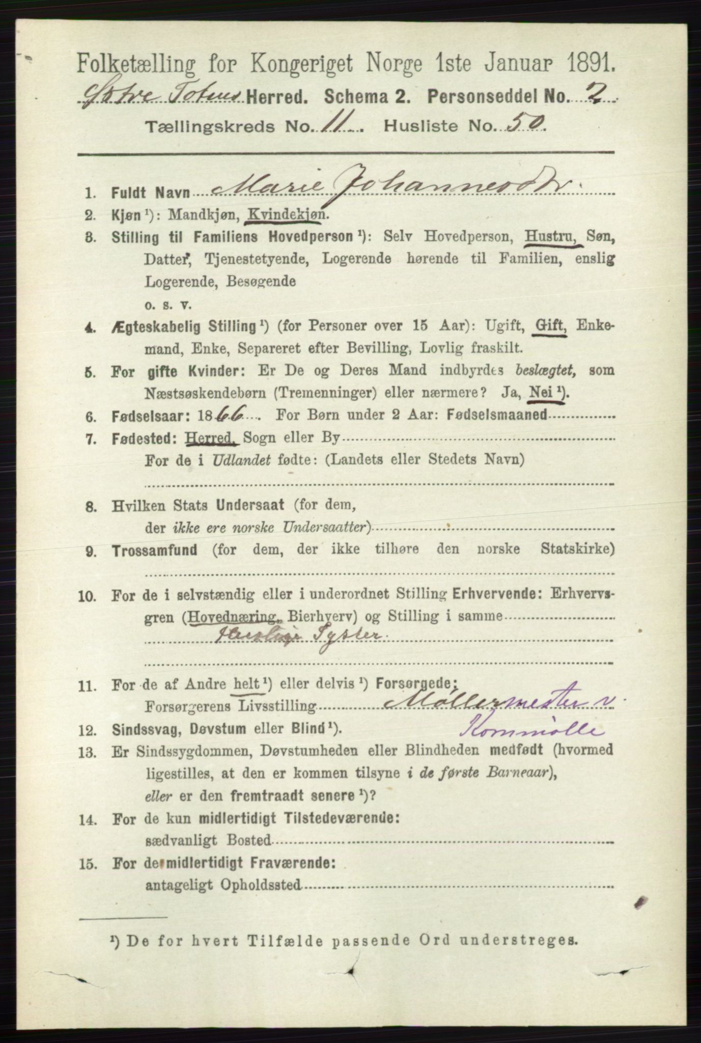 RA, 1891 census for 0528 Østre Toten, 1891, p. 7235