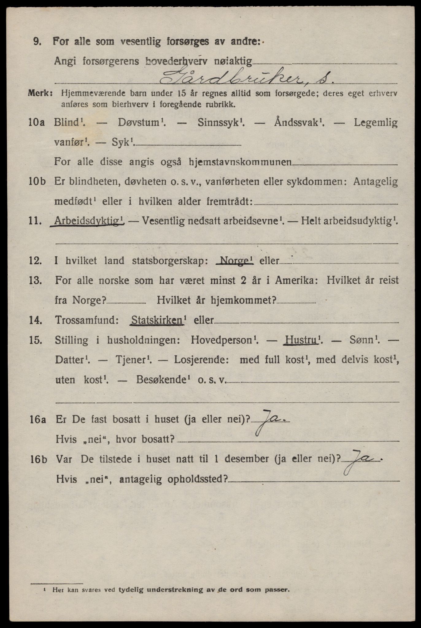 SAST, 1920 census for Sokndal, 1920, p. 2850