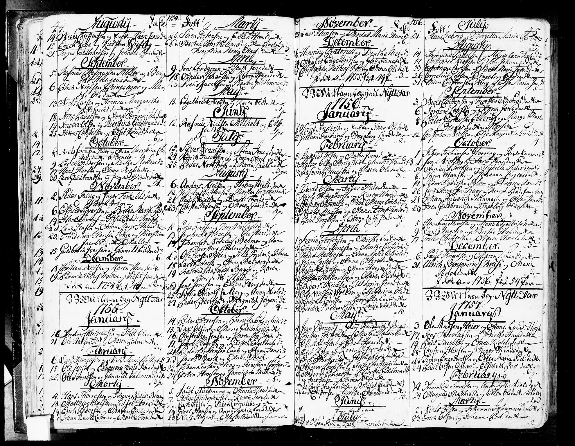 Oslo domkirke Kirkebøker, SAO/A-10752/F/Fa/L0004: Parish register (official) no. 4, 1743-1786, p. 44-45