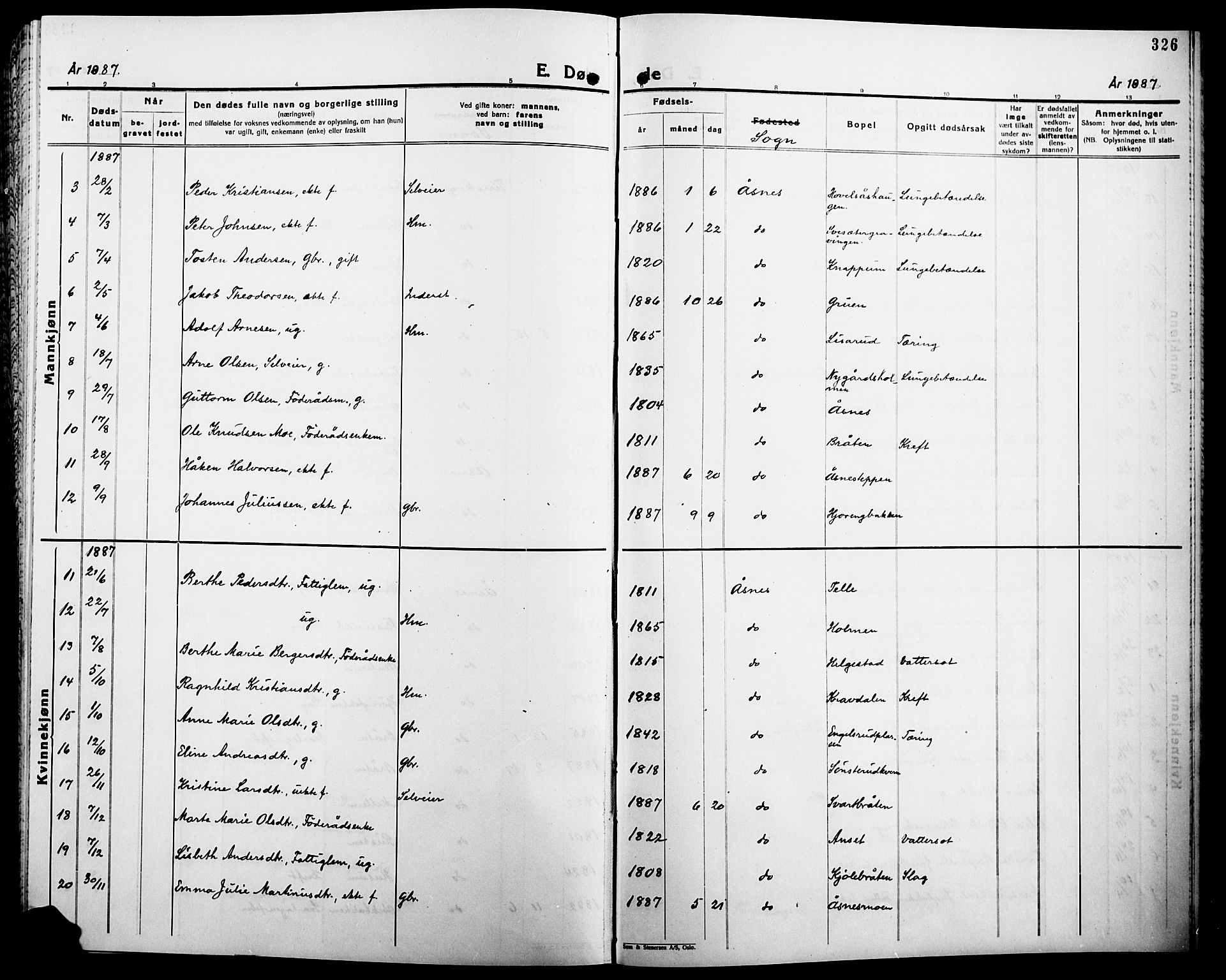 Åsnes prestekontor, AV/SAH-PREST-042/H/Ha/Haa/L0000B: Parish register (official), 1870-1889, p. 326