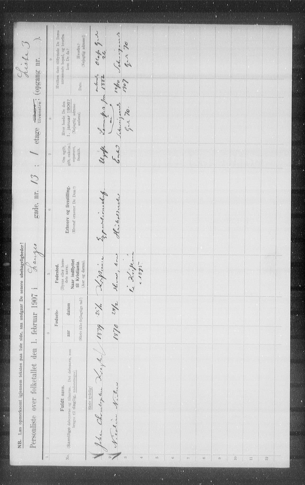 OBA, Municipal Census 1907 for Kristiania, 1907, p. 28794