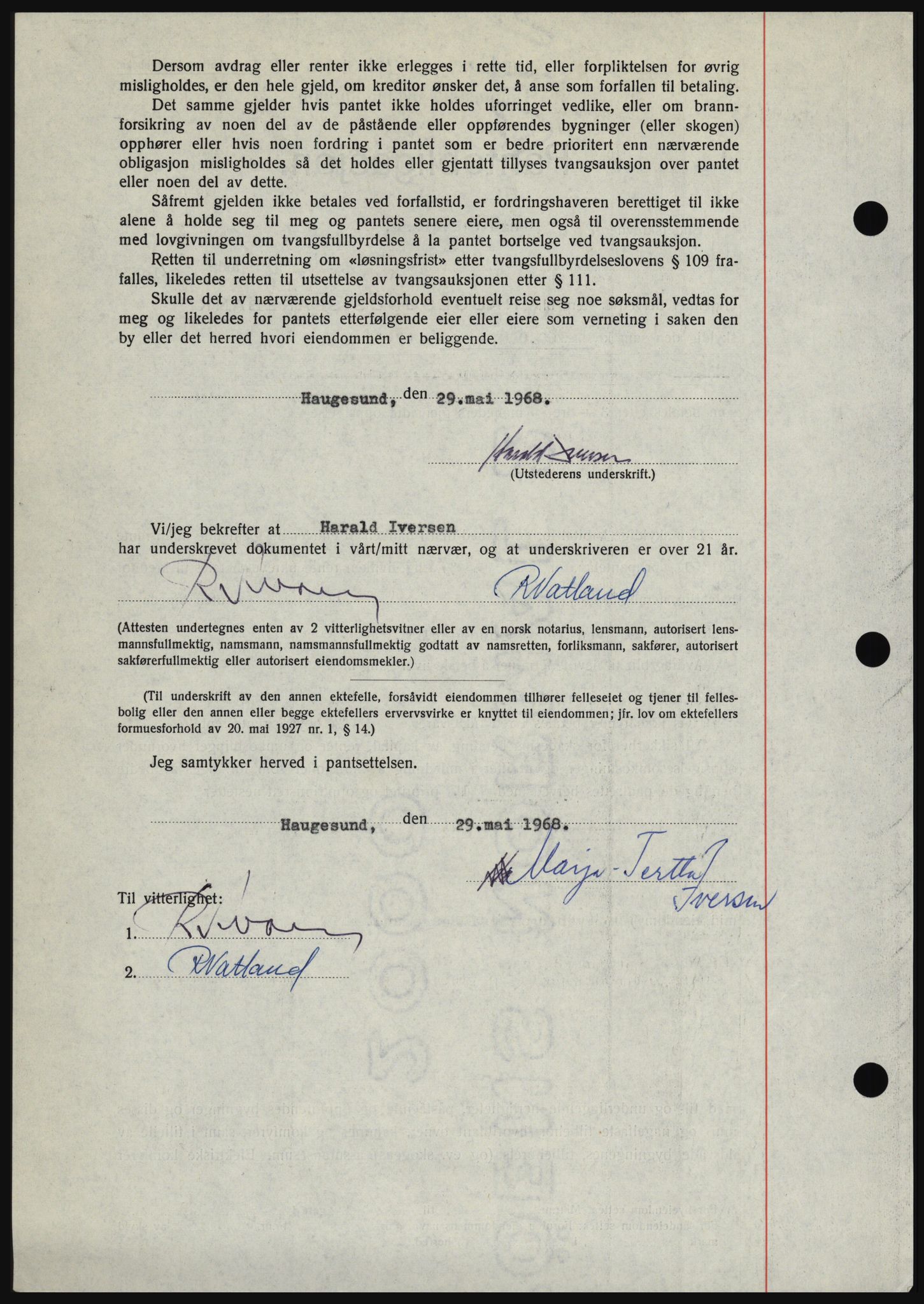 Haugesund tingrett, SAST/A-101415/01/II/IIC/L0058: Mortgage book no. B 58, 1967-1968, Diary no: : 1449/1968