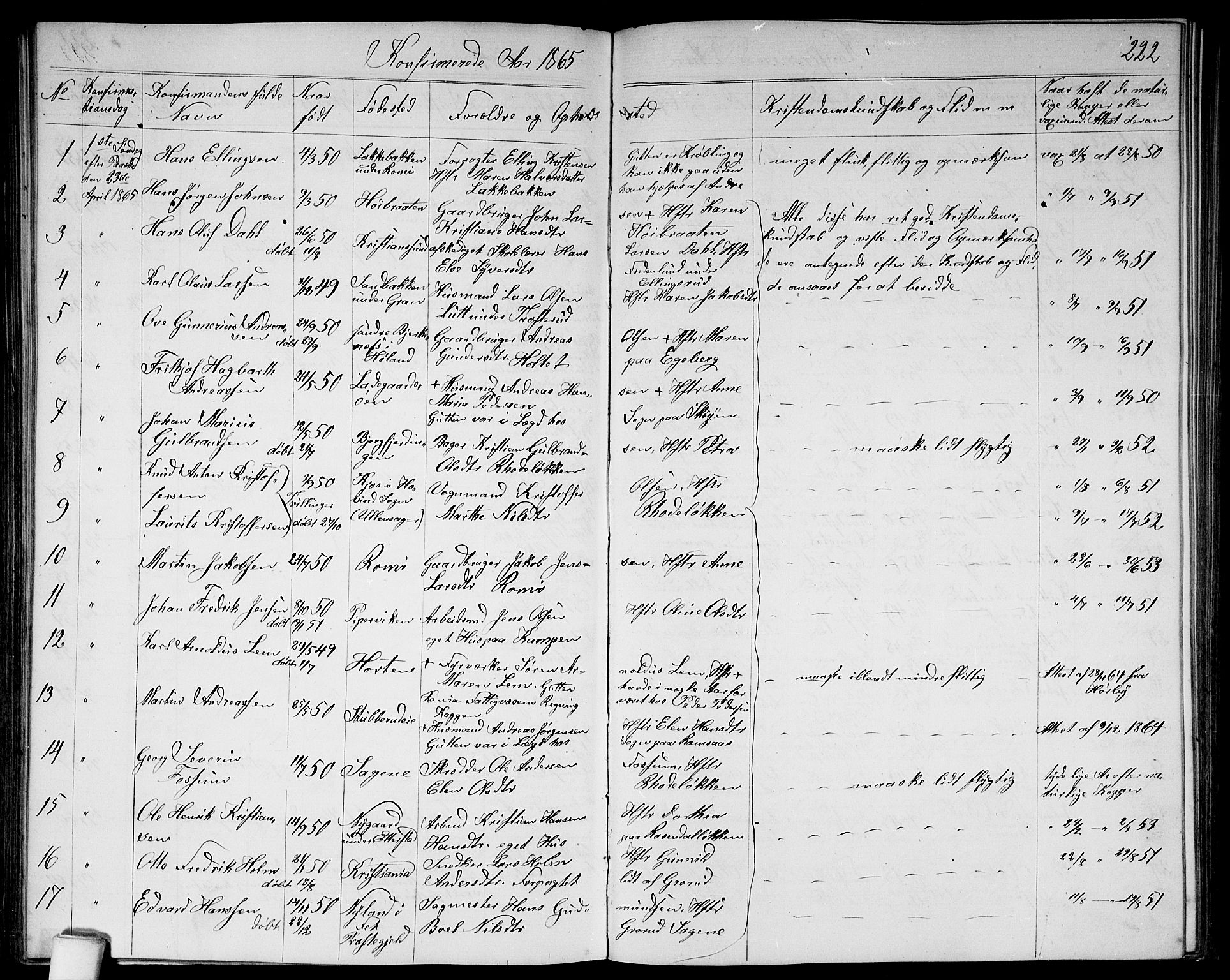 Østre Aker prestekontor Kirkebøker, SAO/A-10840/G/Ga/L0002: Parish register (copy) no. I 2, 1861-1867, p. 222