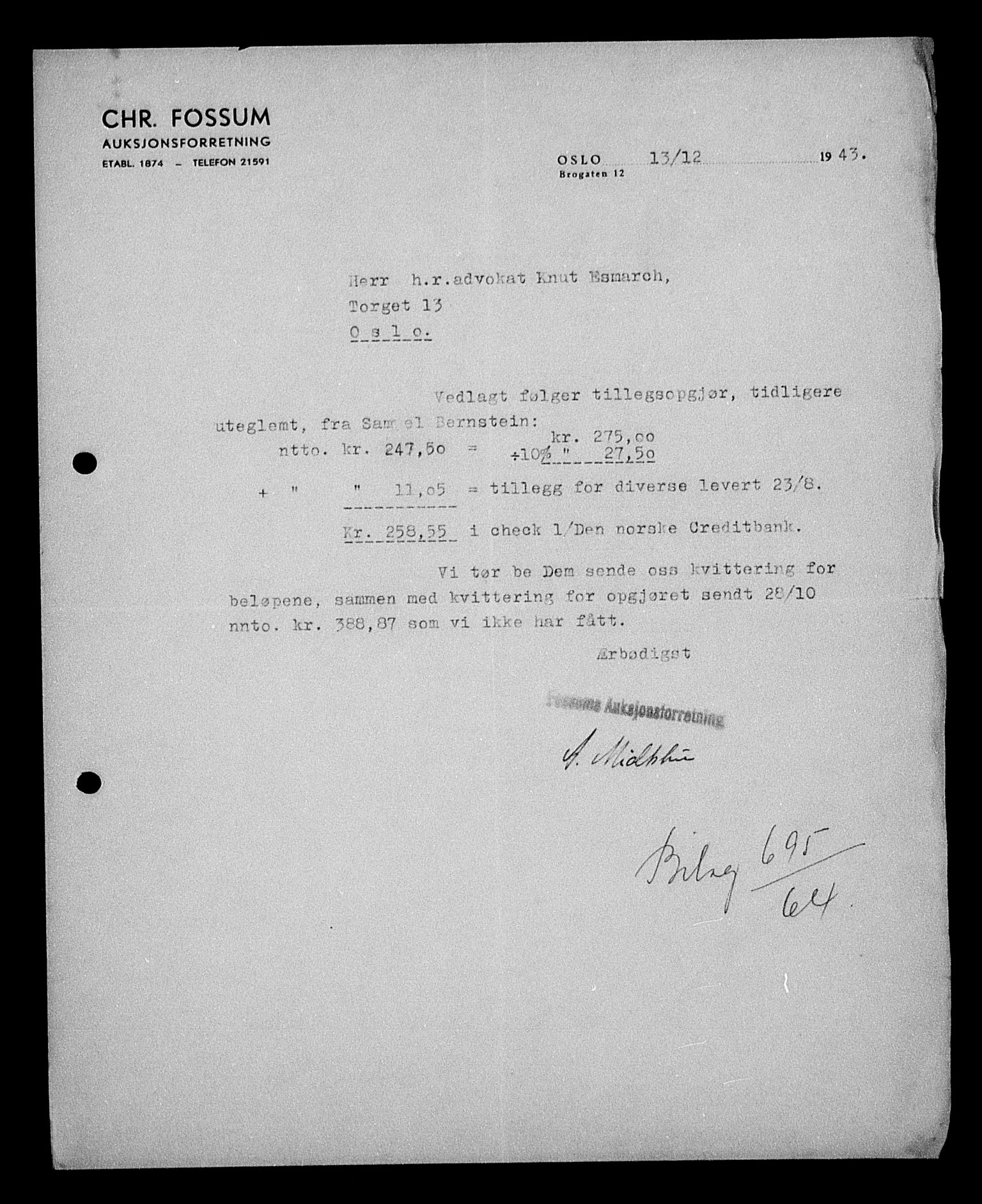 Justisdepartementet, Tilbakeføringskontoret for inndratte formuer, AV/RA-S-1564/H/Hc/Hcc/L0923: --, 1945-1947, p. 606