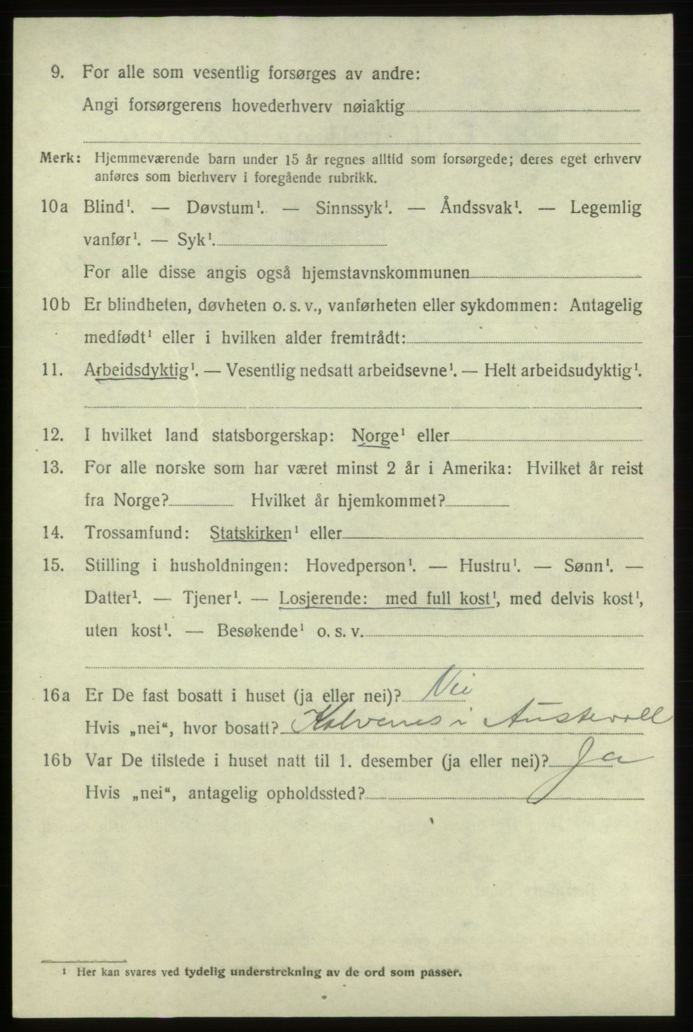 SAB, 1920 census for Fitjar, 1920, p. 5703