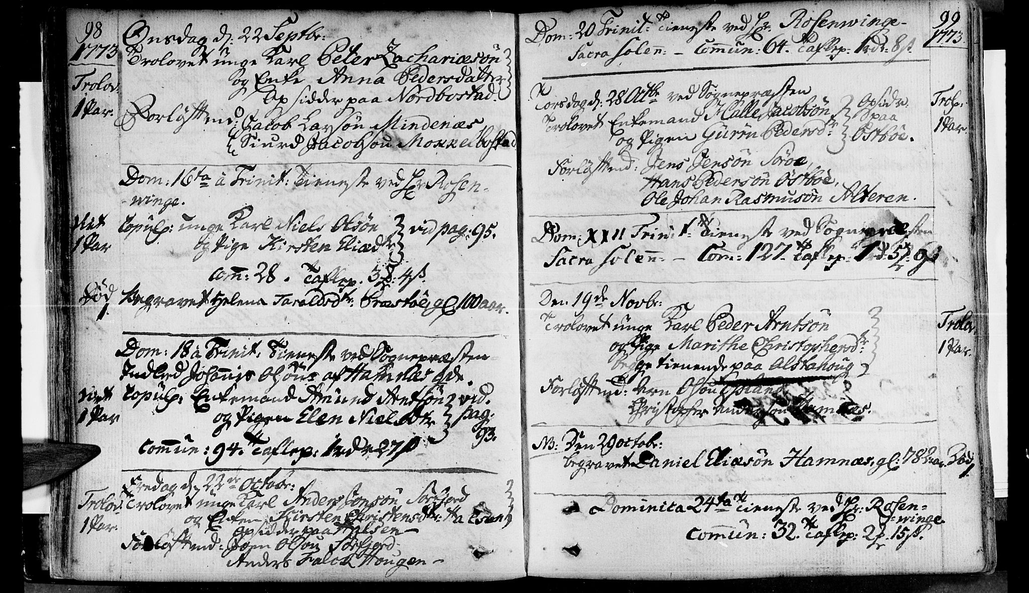 Ministerialprotokoller, klokkerbøker og fødselsregistre - Nordland, AV/SAT-A-1459/830/L0436: Parish register (official) no. 830A05 /1, 1737-1804, p. 98-99