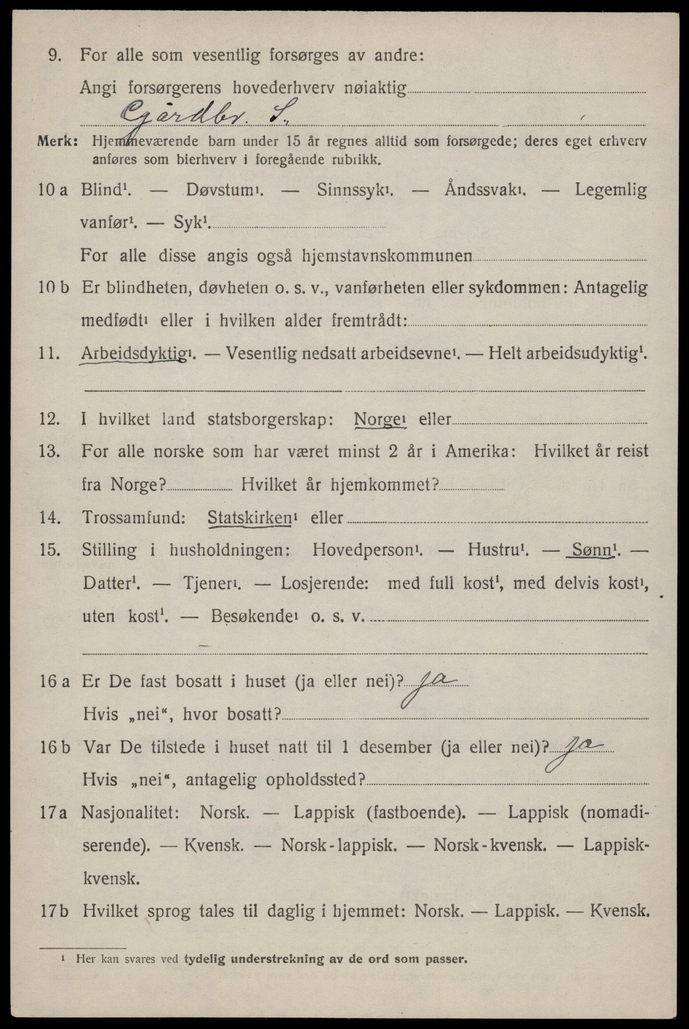 SAT, 1920 census for Dverberg, 1920, p. 11001