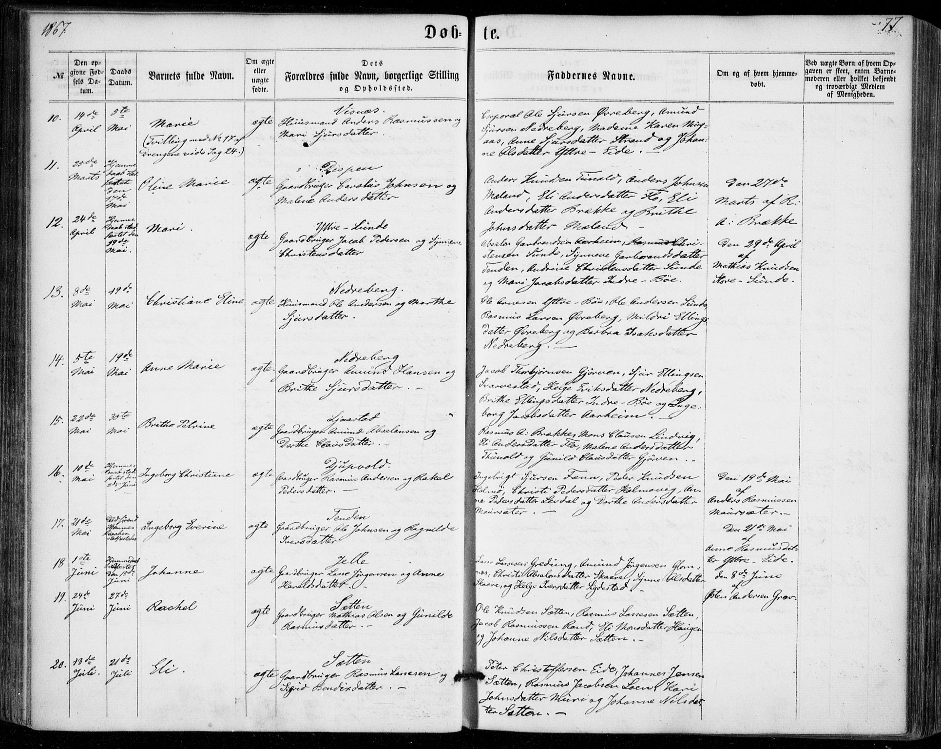 Stryn Sokneprestembete, SAB/A-82501: Parish register (official) no. A 3, 1862-1877, p. 77