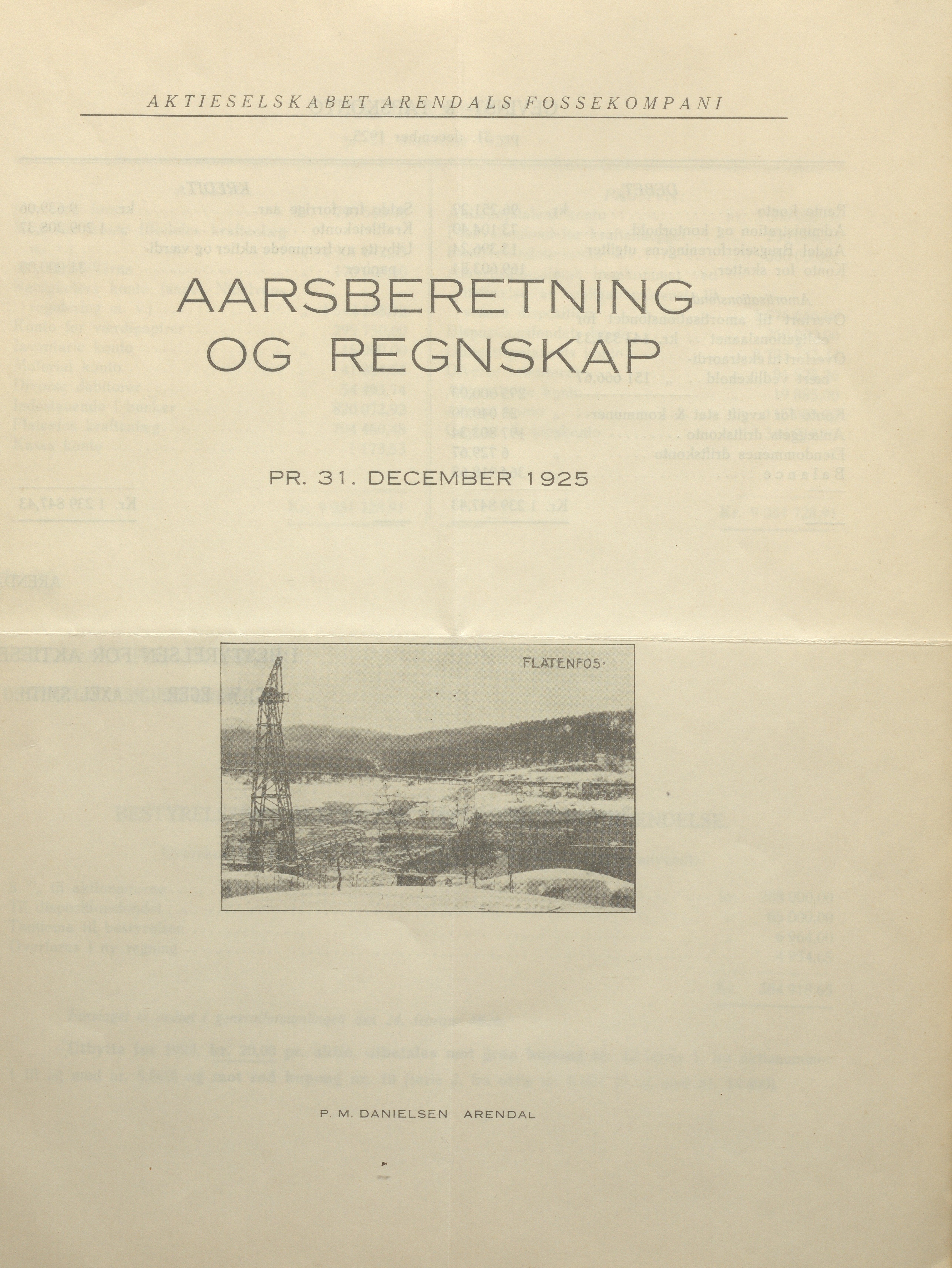 Arendals Fossekompani, AAKS/PA-2413/X/X01/L0001/0008: Beretninger, regnskap, balansekonto, gevinst- og tapskonto / Årsberetning og regnskap 1919 - 1927, 1919-1927, p. 21