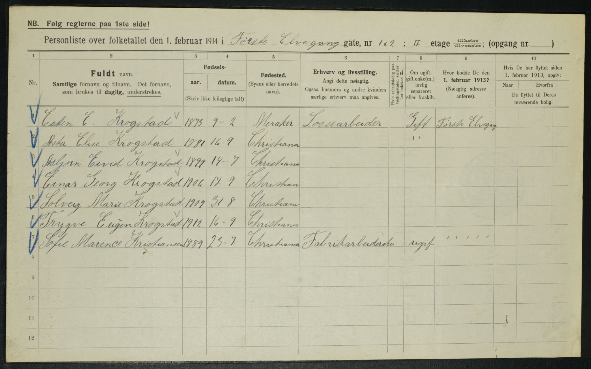 OBA, Municipal Census 1914 for Kristiania, 1914, p. 21052