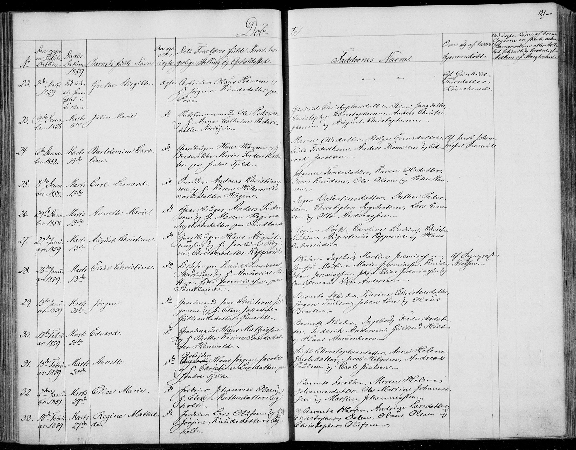 Skoger kirkebøker, SAKO/A-59/F/Fa/L0003: Parish register (official) no. I 3, 1842-1861, p. 121