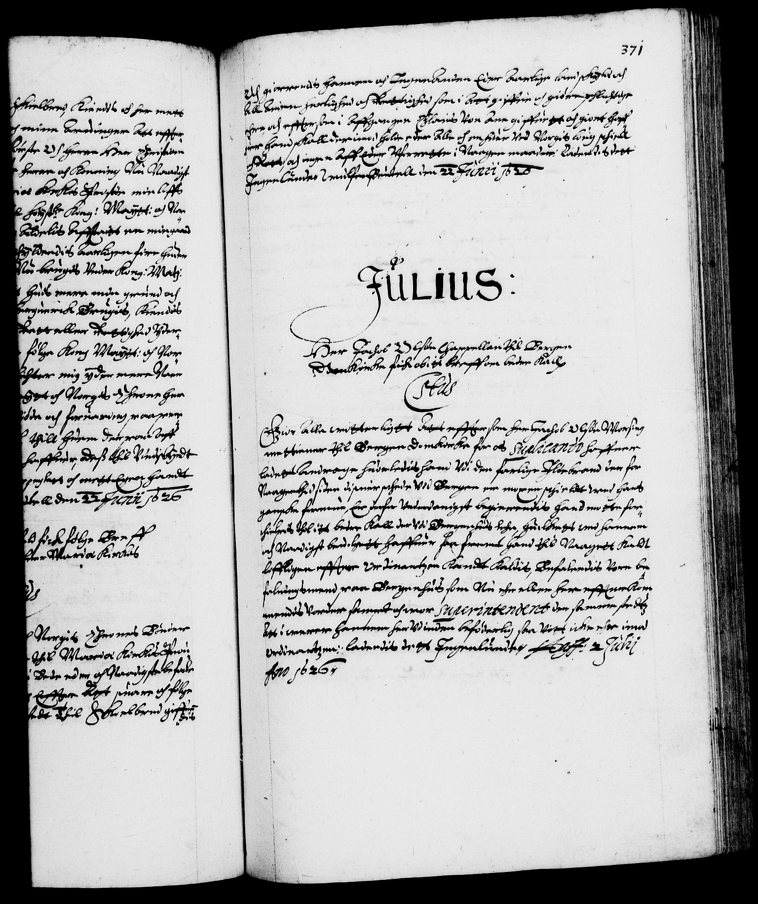 Danske Kanselli 1572-1799, AV/RA-EA-3023/F/Fc/Fca/Fcaa/L0004: Norske registre (mikrofilm), 1617-1630, p. 371a