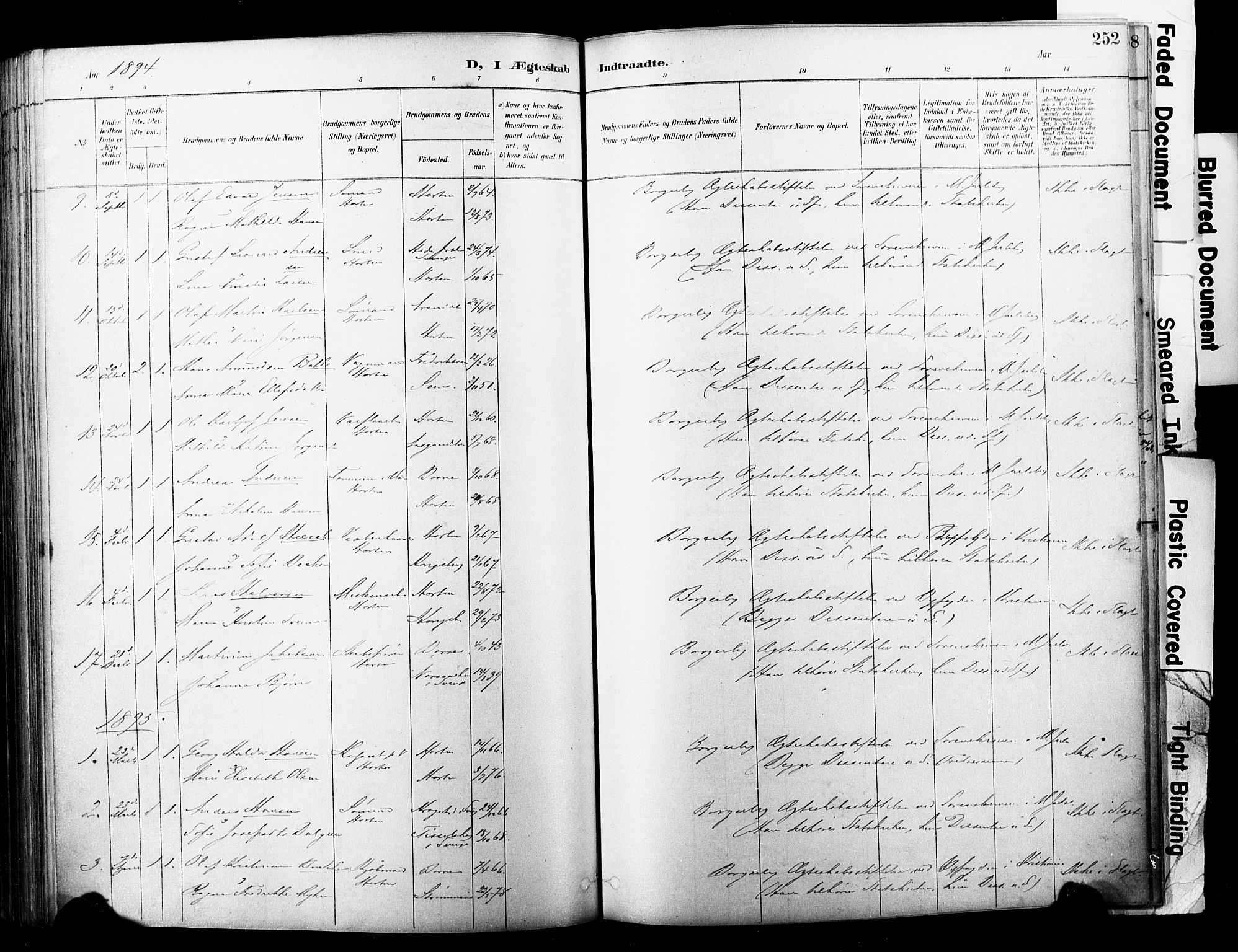 Horten kirkebøker, SAKO/A-348/F/Fa/L0004: Parish register (official) no. 4, 1888-1895, p. 252