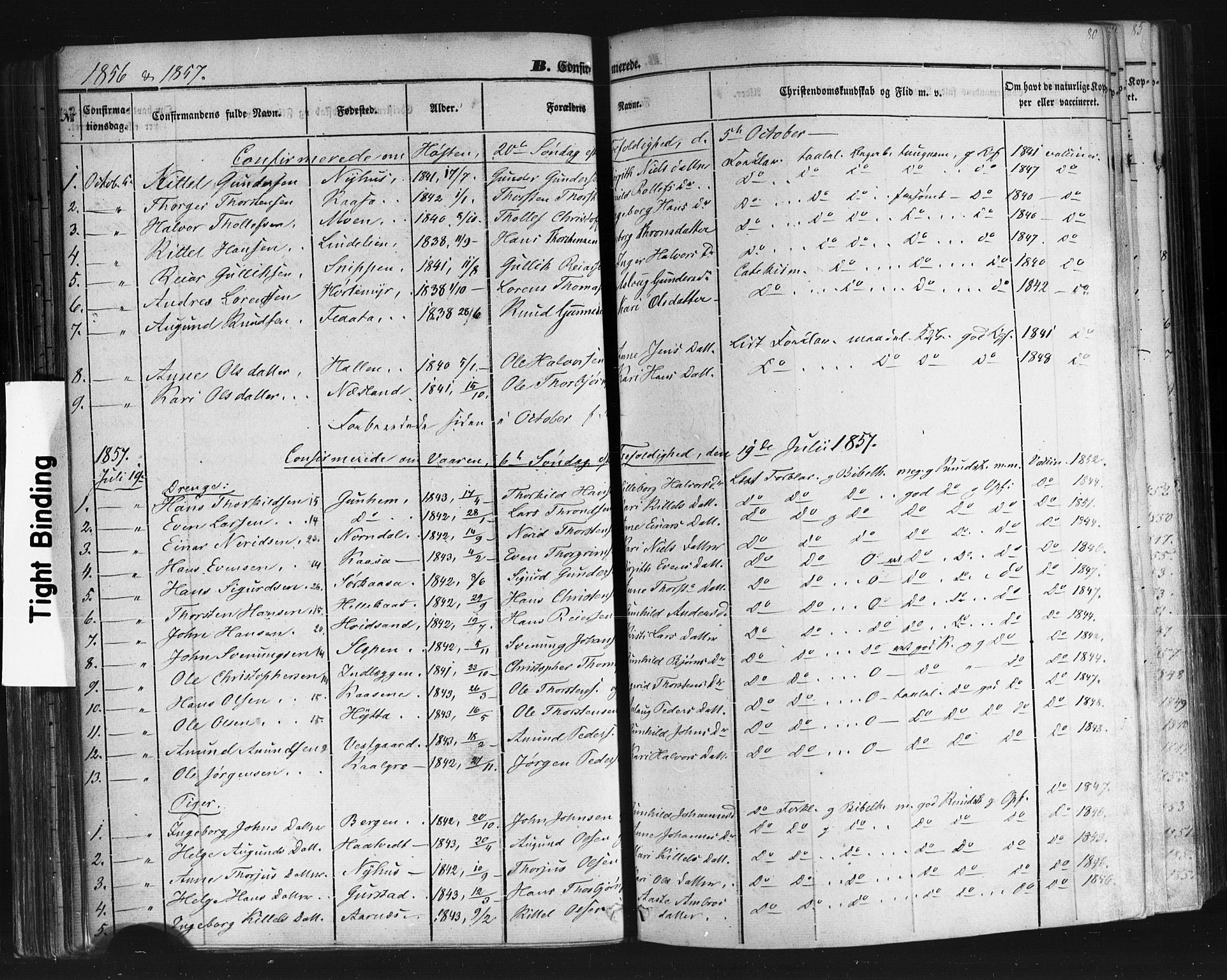 Sauherad kirkebøker, SAKO/A-298/F/Fb/L0001: Parish register (official) no. II 1, 1851-1877, p. 80