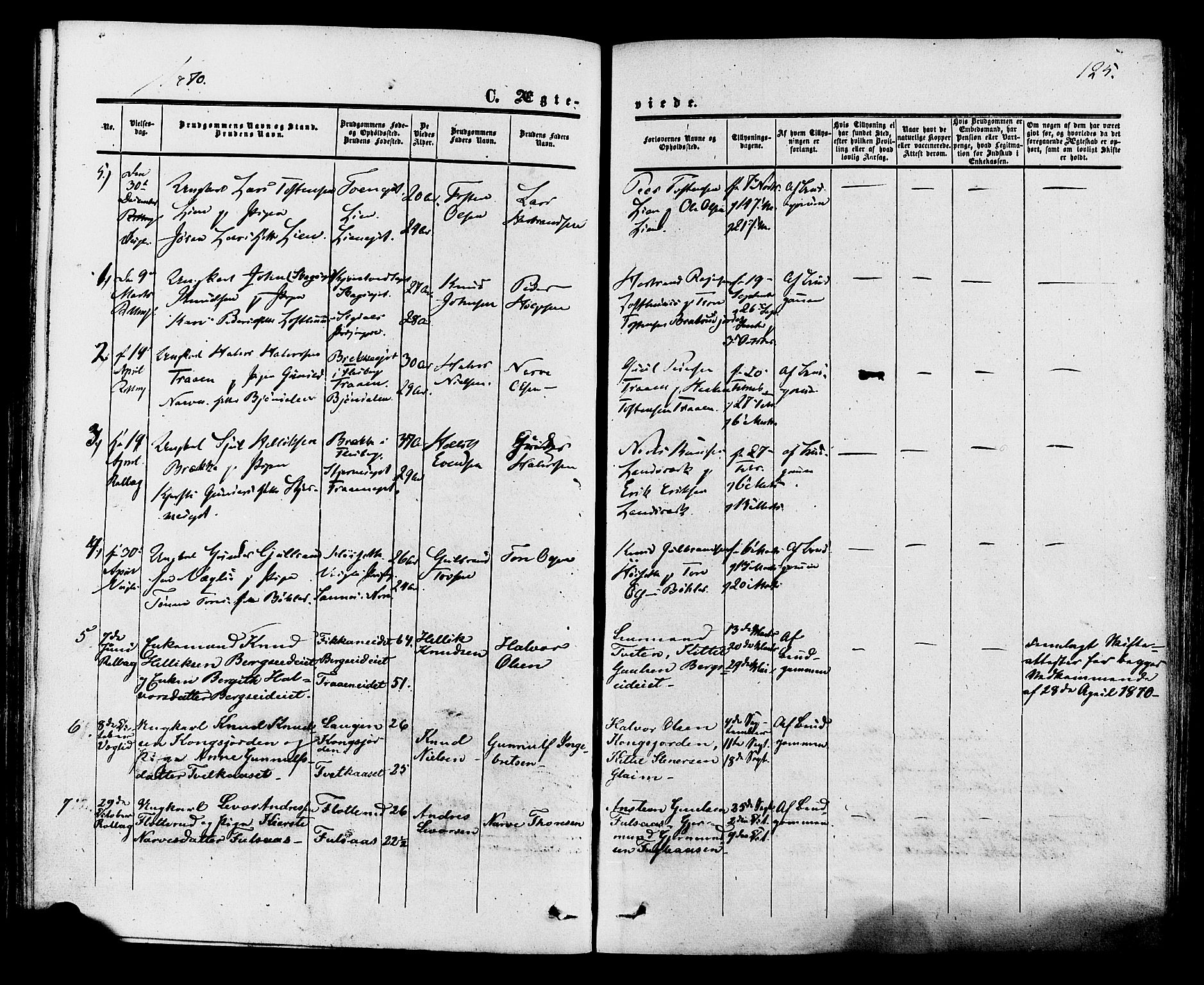 Rollag kirkebøker, AV/SAKO-A-240/F/Fa/L0009: Parish register (official) no. I 9, 1860-1874, p. 125