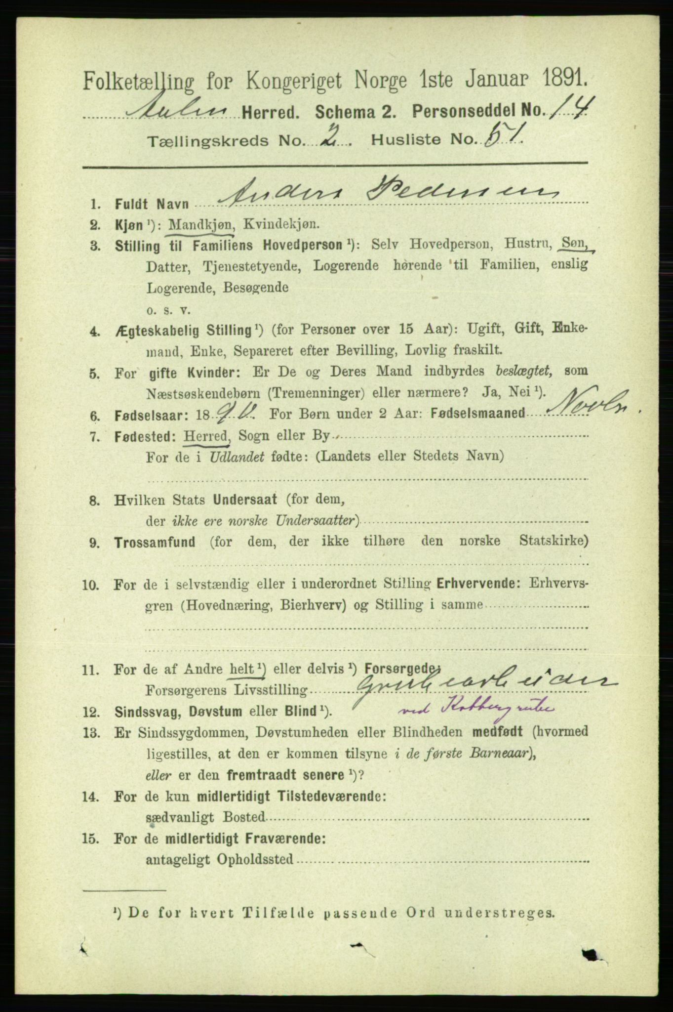 RA, 1891 census for 1644 Ålen, 1891, p. 680