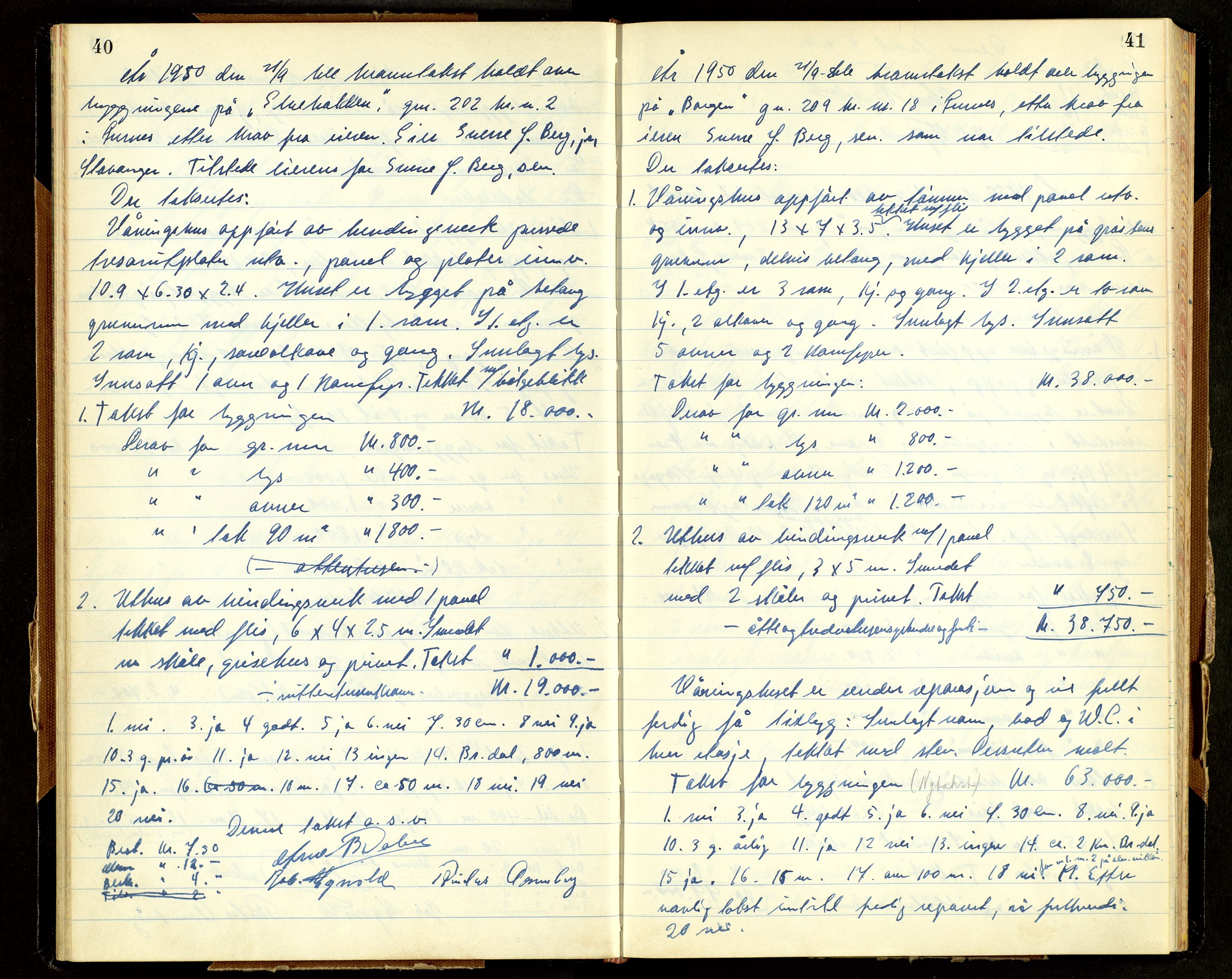 Norges Brannkasse, Furnes, AV/SAH-NBRANF-004/F/L0005: Branntakstprotokoll, 1950-1958, p. 40-41