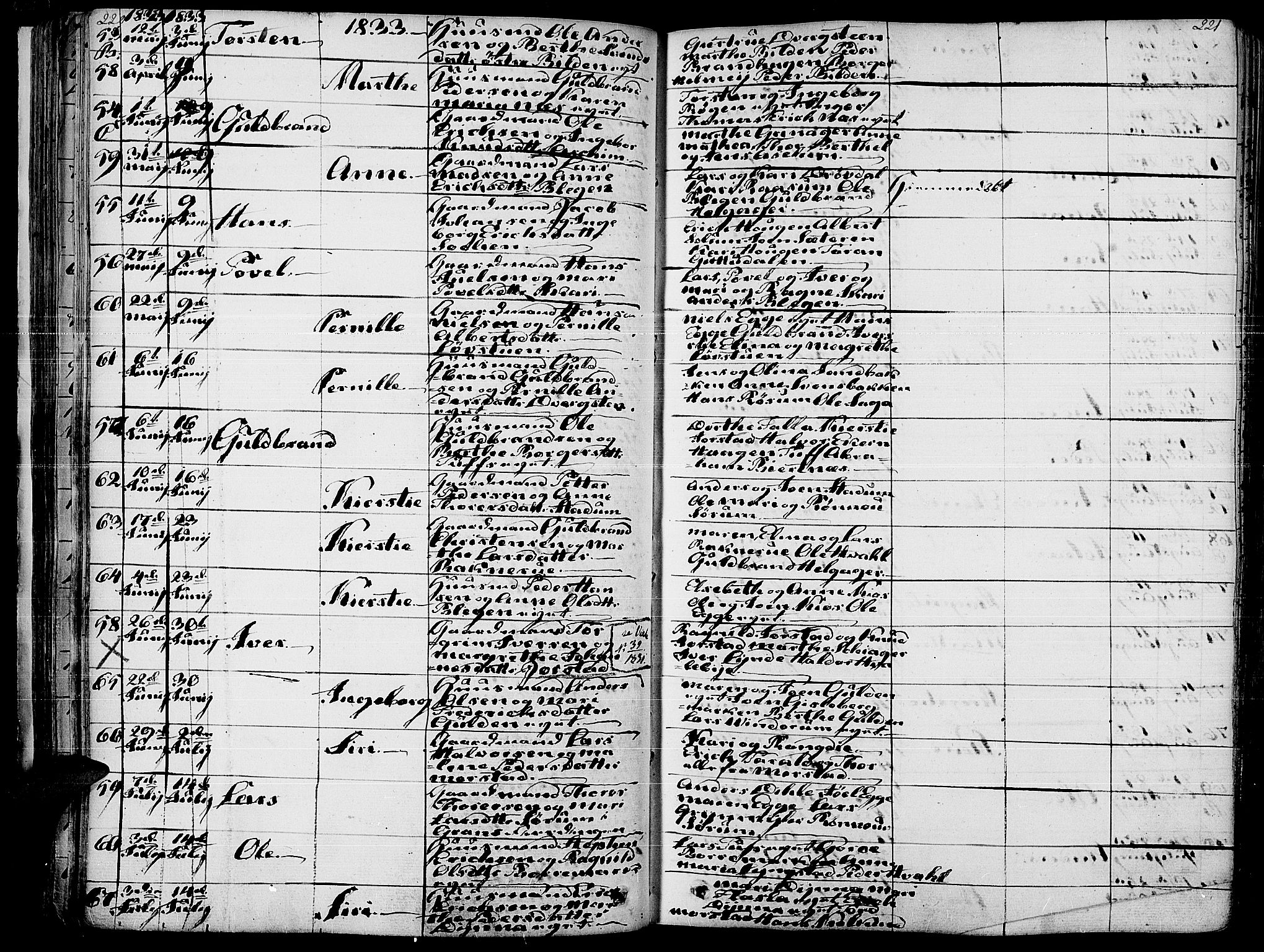 Gran prestekontor, SAH/PREST-112/H/Ha/Haa/L0010: Parish register (official) no. 10, 1824-1842, p. 220-221
