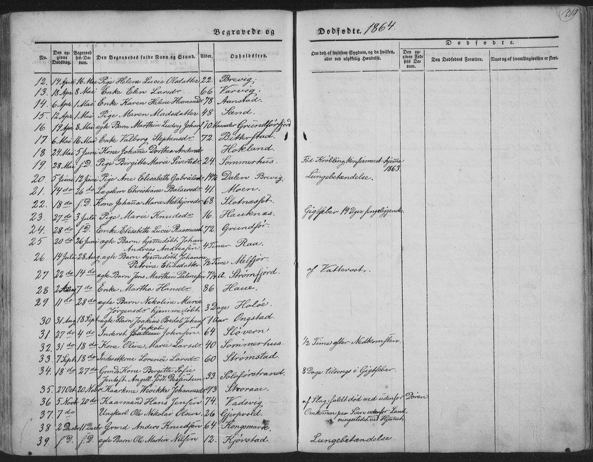 Ministerialprotokoller, klokkerbøker og fødselsregistre - Nordland, SAT/A-1459/888/L1241: Parish register (official) no. 888A07, 1849-1869, p. 319