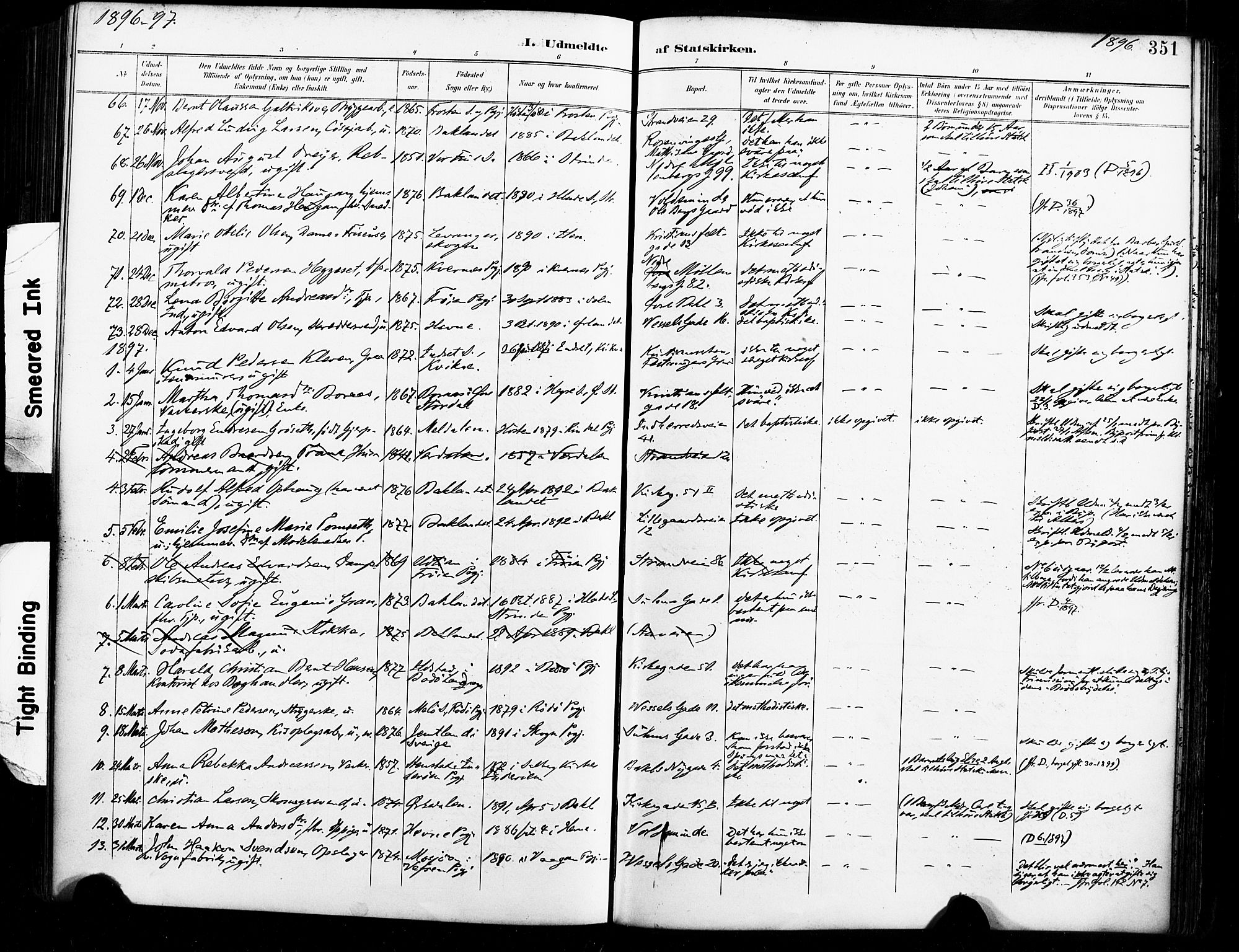 Ministerialprotokoller, klokkerbøker og fødselsregistre - Sør-Trøndelag, SAT/A-1456/604/L0198: Parish register (official) no. 604A19, 1893-1900, p. 351