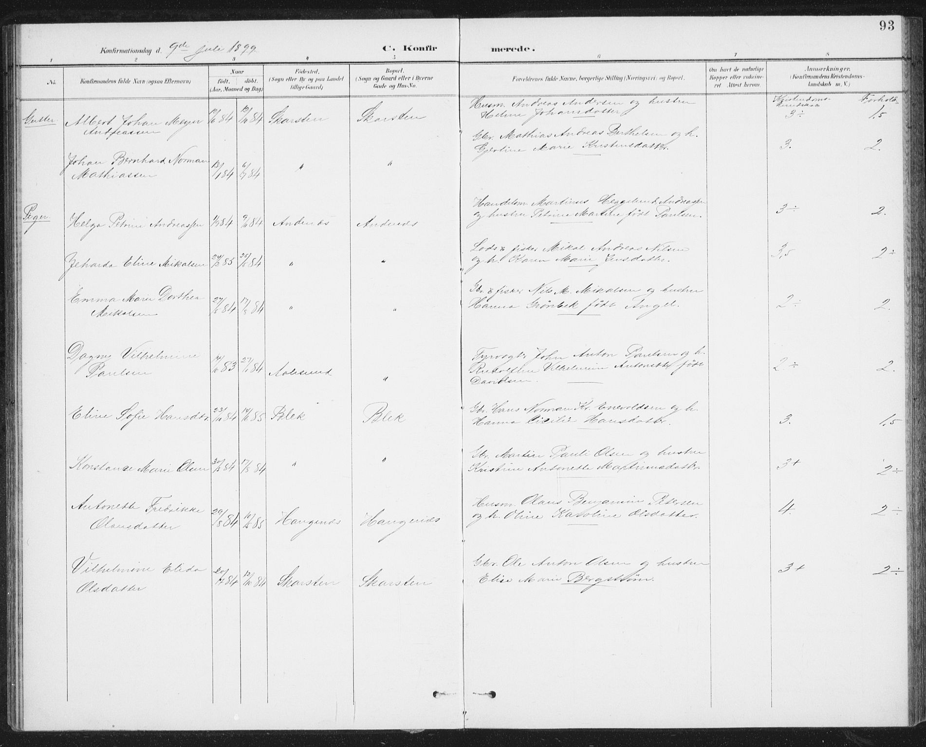 Ministerialprotokoller, klokkerbøker og fødselsregistre - Nordland, AV/SAT-A-1459/899/L1437: Parish register (official) no. 899A05, 1897-1908, p. 93