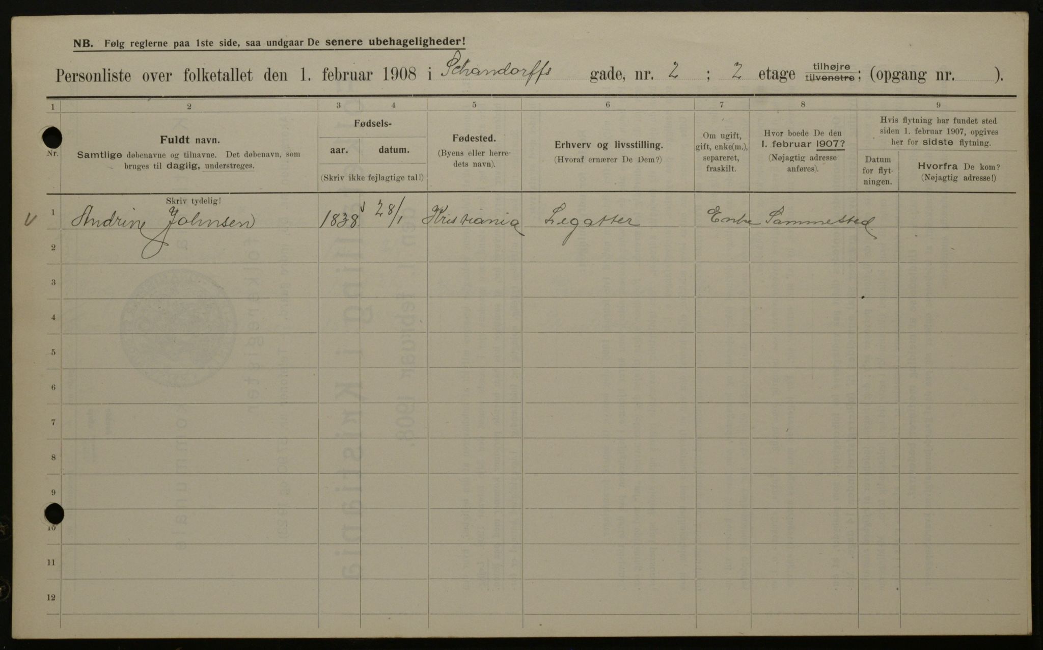 OBA, Municipal Census 1908 for Kristiania, 1908, p. 80646