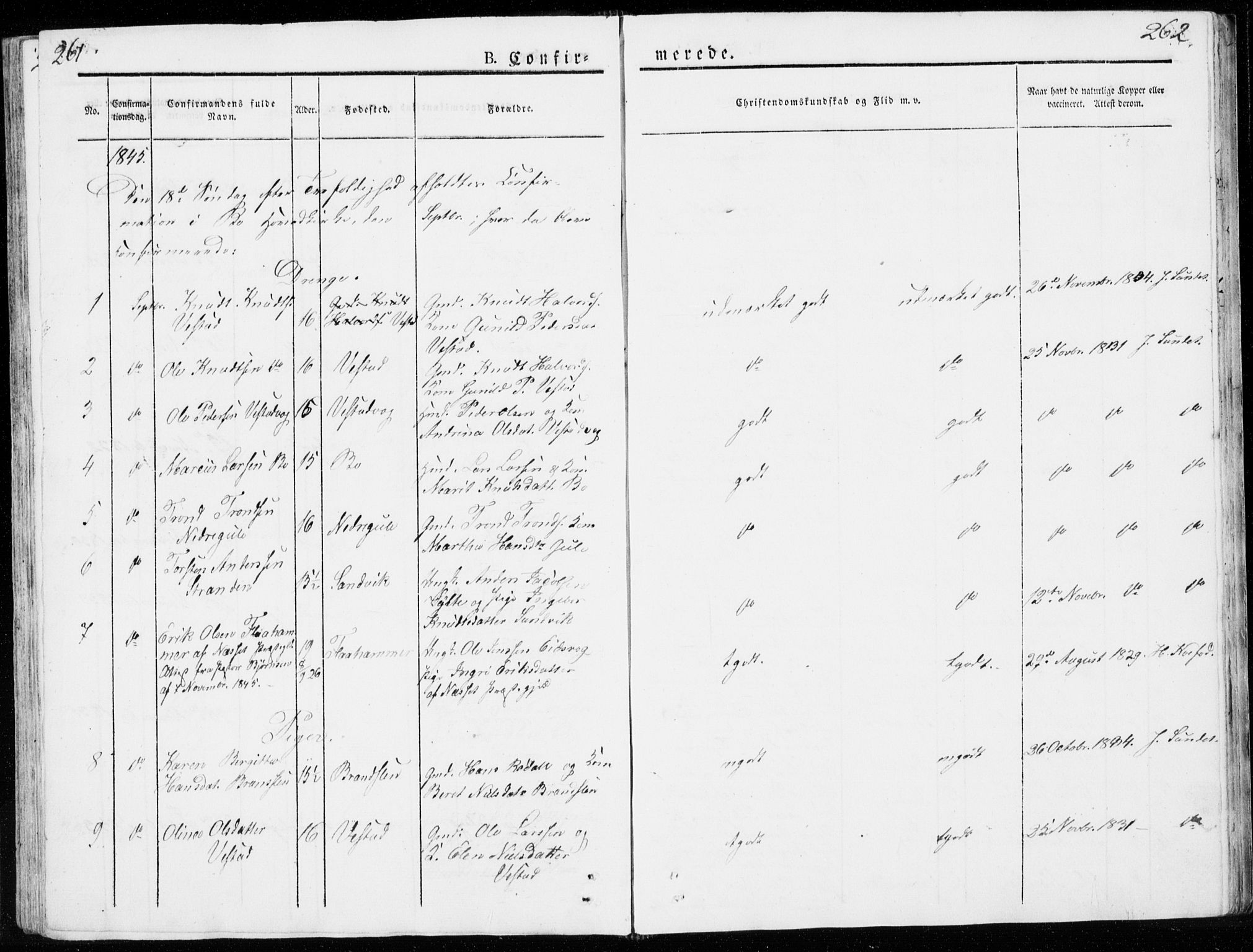 Ministerialprotokoller, klokkerbøker og fødselsregistre - Møre og Romsdal, AV/SAT-A-1454/566/L0766: Parish register (official) no. 566A05, 1842-1851, p. 261-262