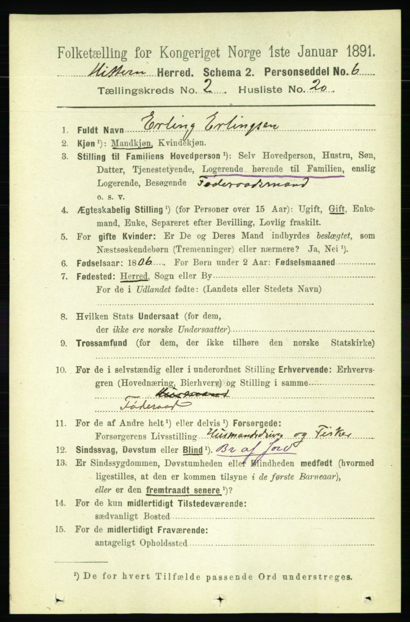 RA, 1891 census for 1617 Hitra, 1891, p. 345