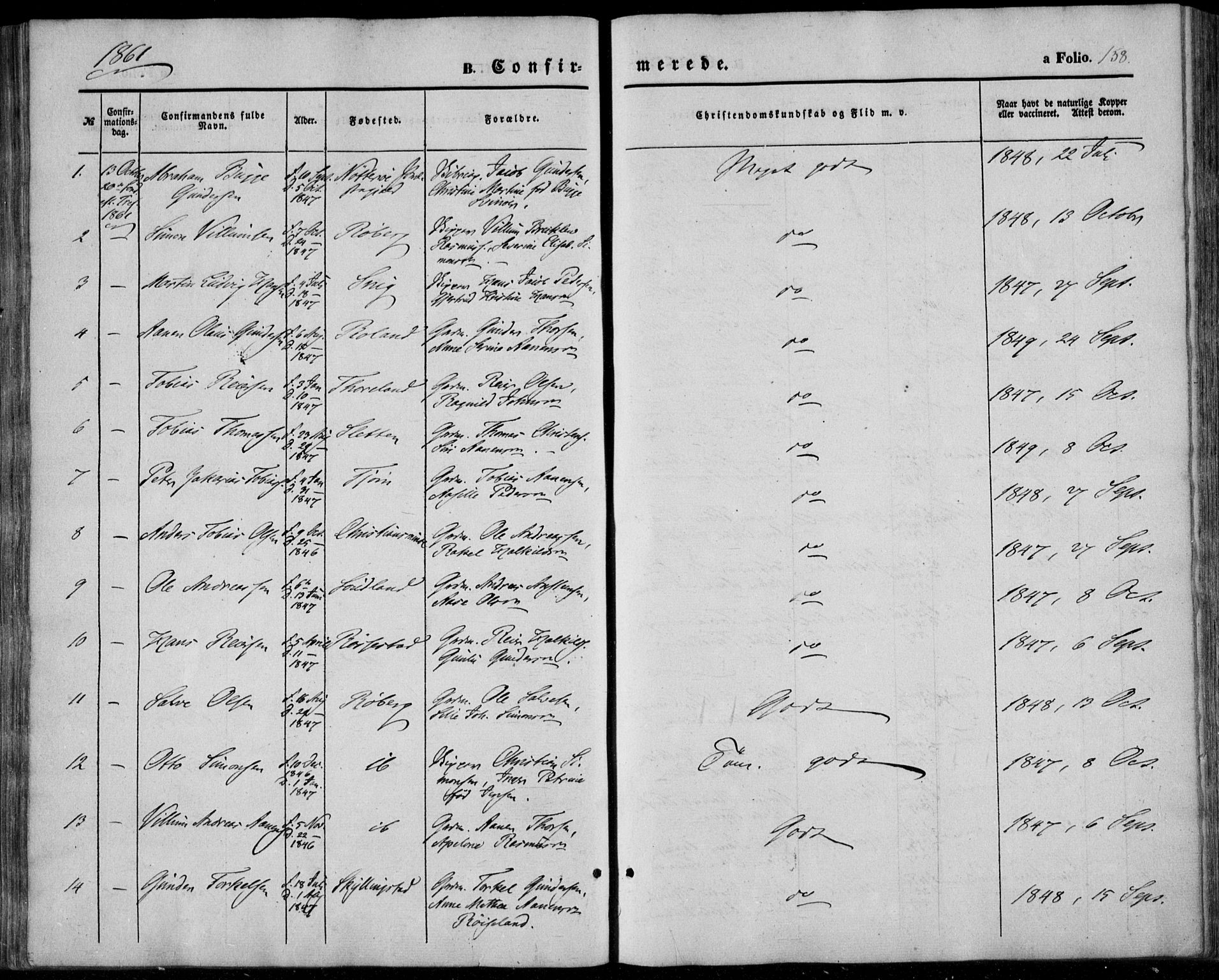 Sør-Audnedal sokneprestkontor, AV/SAK-1111-0039/F/Fa/Fab/L0007: Parish register (official) no. A 7, 1855-1876, p. 158