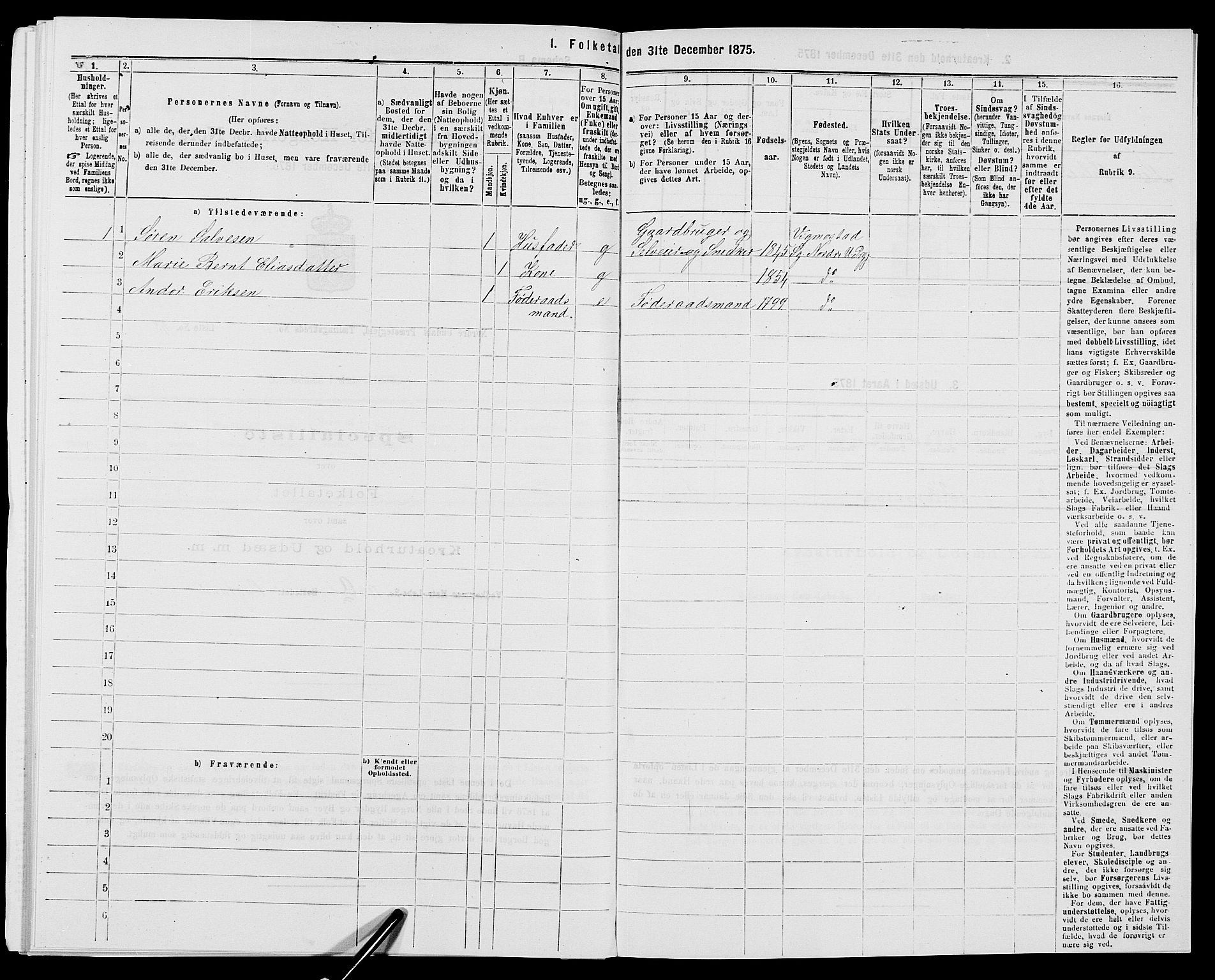 SAK, 1875 census for 1028P Nord-Audnedal, 1875, p. 346